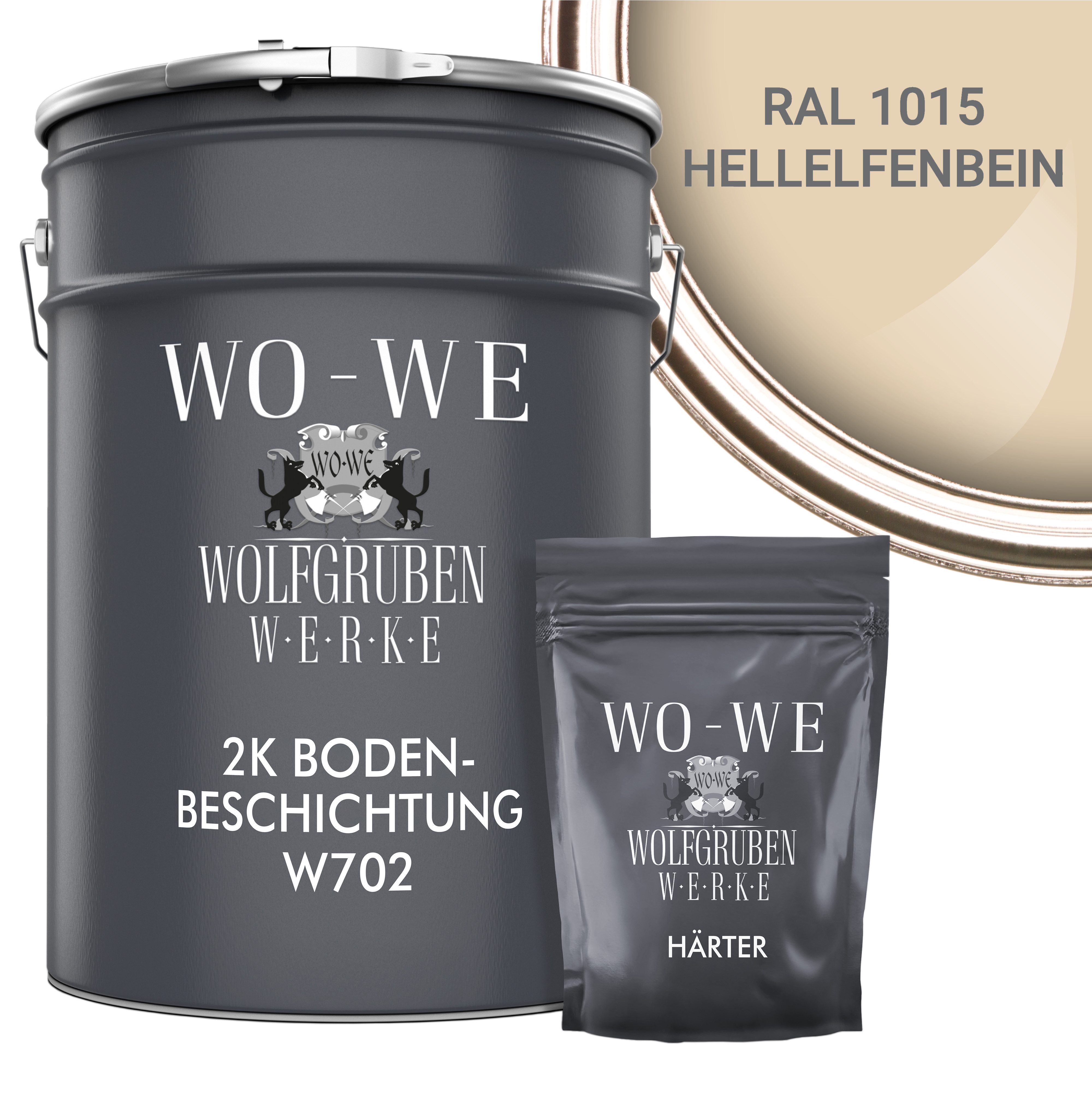 WO-WE Bodenversiegelung 2K Garagenfarbe Bodenbeschichtung W702, 2,5-20Kg, Seidenglänzend, Epoxidharz