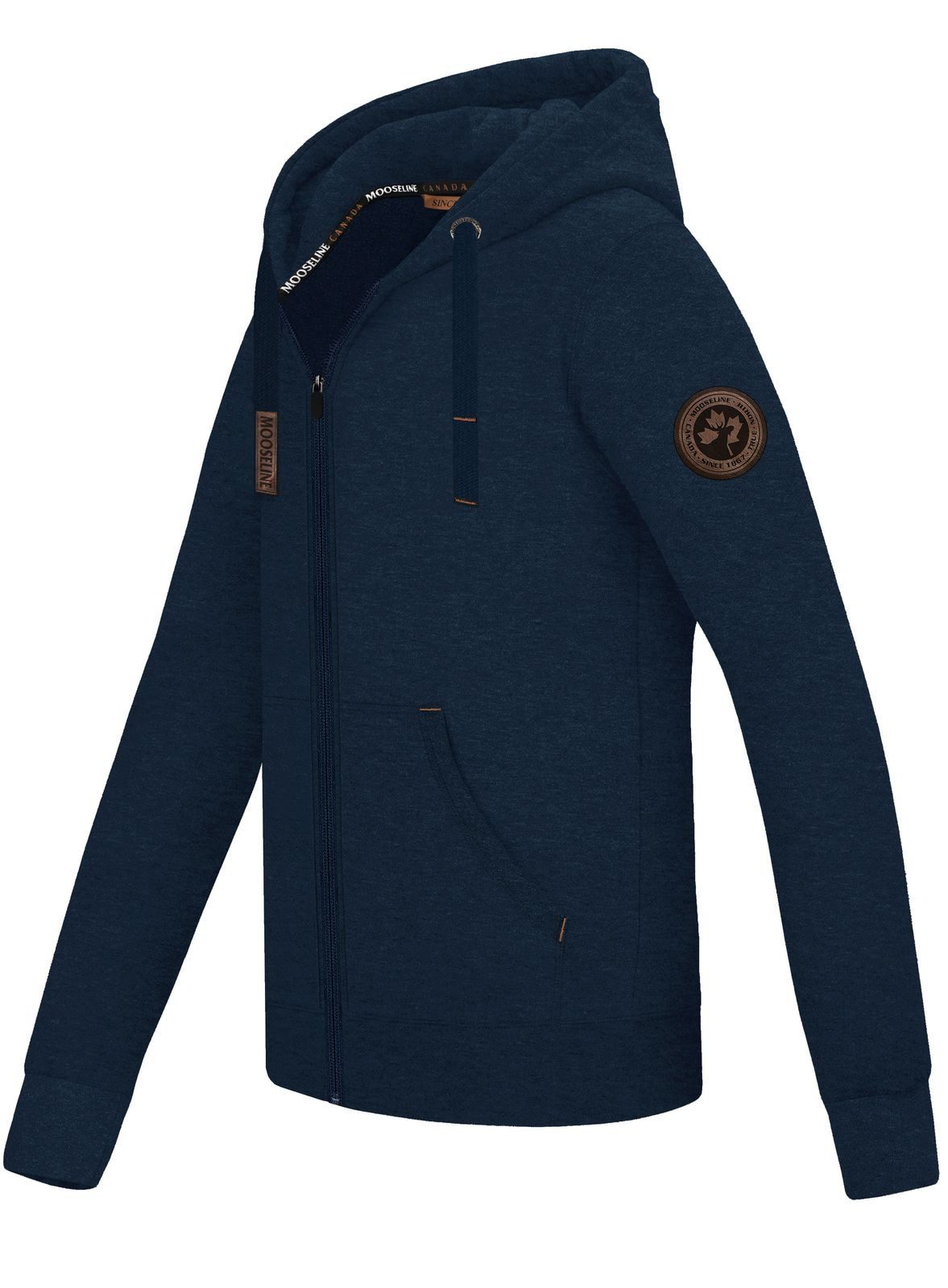 MOOSELINE Jogginganzug Herren Navy - Lederpatch (2-tlg), edle Leder-Patches, mit Kapuze