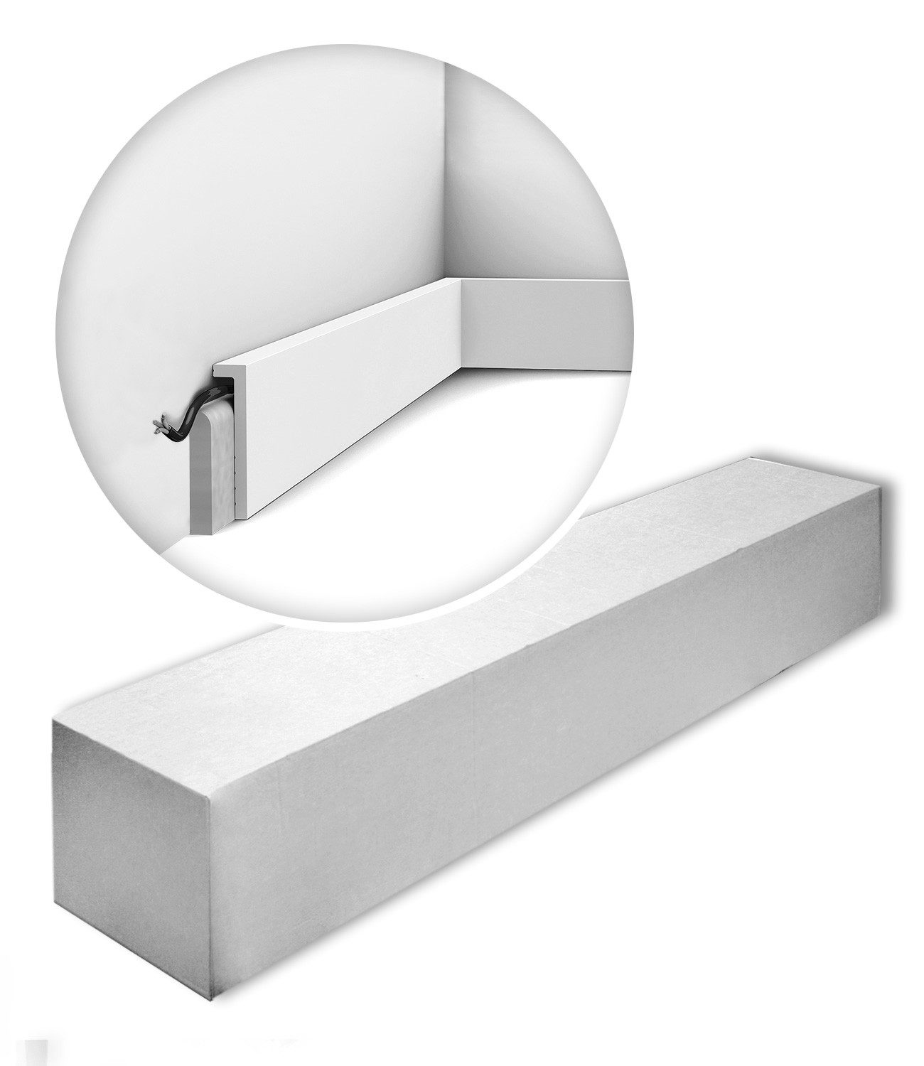 Orac Decor Sockelleiste SX171-RAL9003-box Sockelleisten 1 Karton SET 20 Stuckleisten 40 m, L: 200 cm, H: 10 cm, 1 Karton Leisten-SET, 20-St., Fußleisten, Bodenleisten, Zierprofile, Stuckleisten, mit Kabelkanal, mit Kabelaussparung