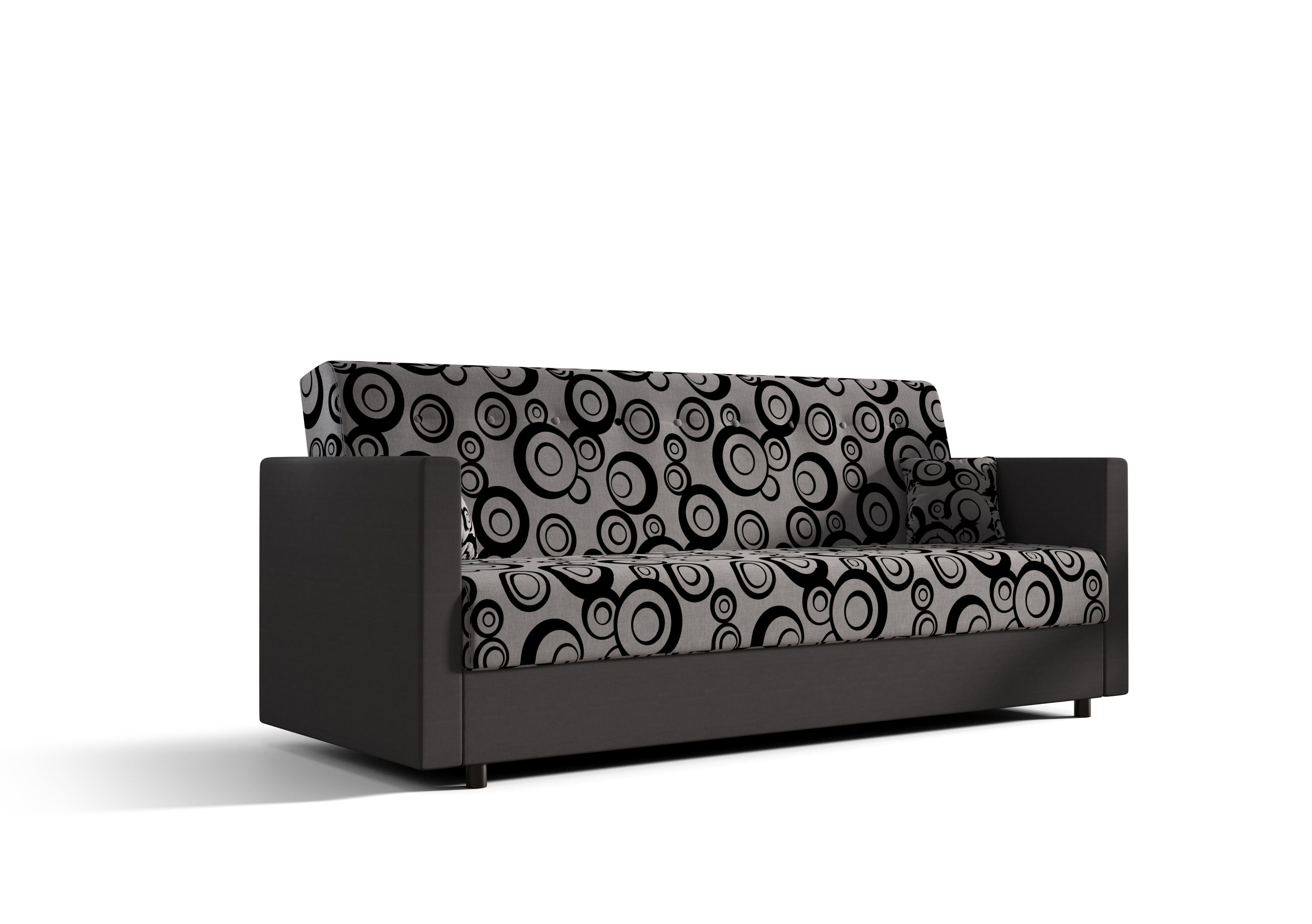 COUCH Sofa und Schlaffunktion mit Graue 210cn MARIBO Räder Bettkasten Schlafsofa, pressiode