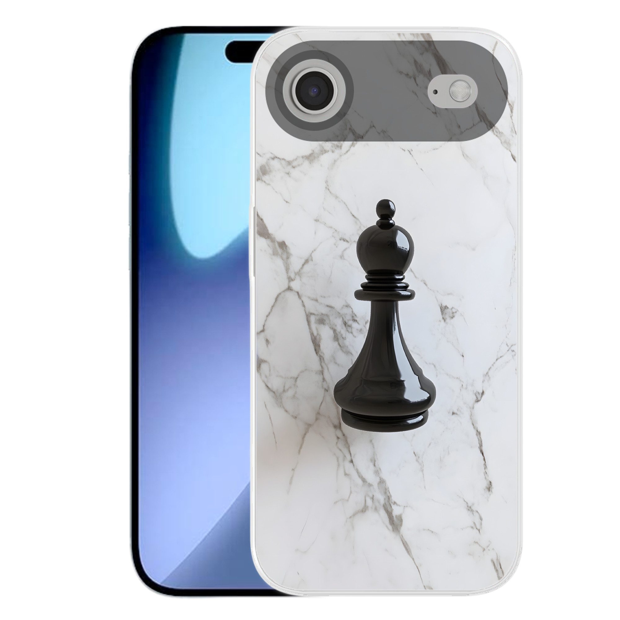 MuchoWow Handyhülle für Apple iPhone Air Schachfigur - Läufer - Schwarz - Marmor, Smartphone-Bumper, Print, Handy Schutzhülle Dünn