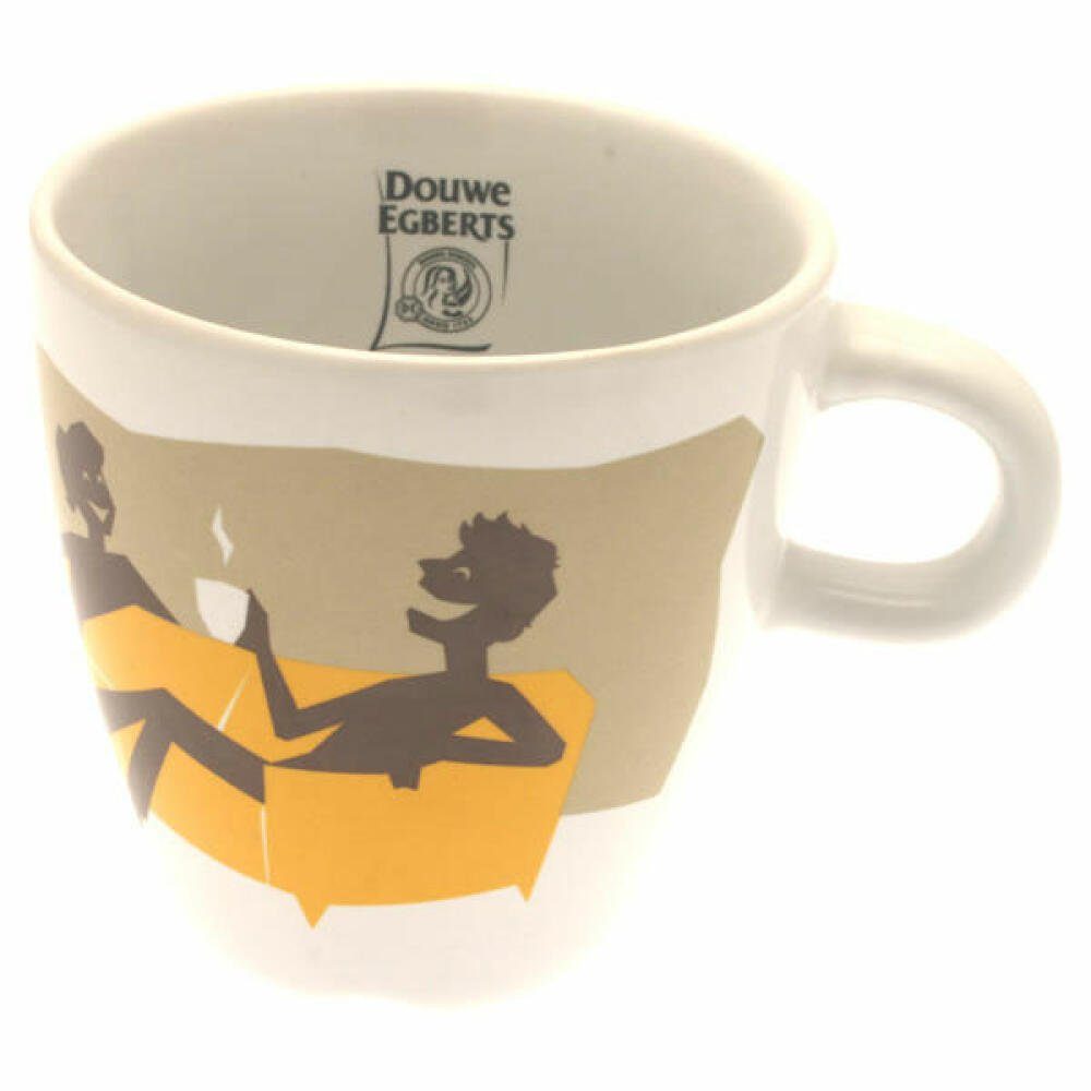 Jacobs Douwe Egberts Becher Kaffeebecher mit Henkel, Design mit gelb, 250 ml, Porzellan