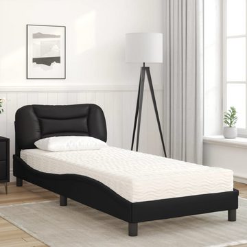 vidaXL Bett Bett mit Matratze Schwarz 90x200 cm Kunstleder