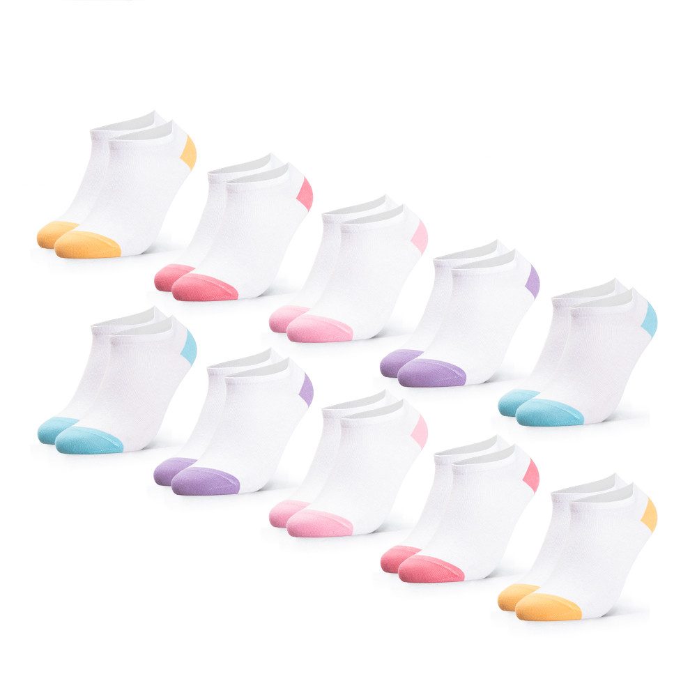 OCCULTO Sneakersocken Damen Muster Sneaker Socken 10er Pack (Modell: Maja) (10-Paar)