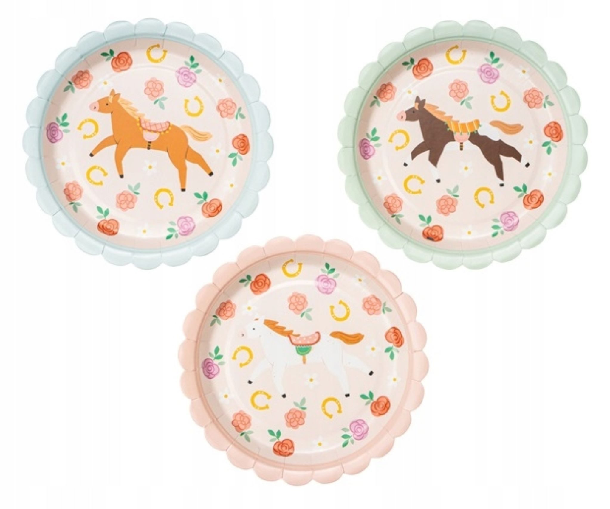 Pappteller Papier Teller Pferde, 18 cm, 6 Stück, Partydeko, für Kindergeburtstag