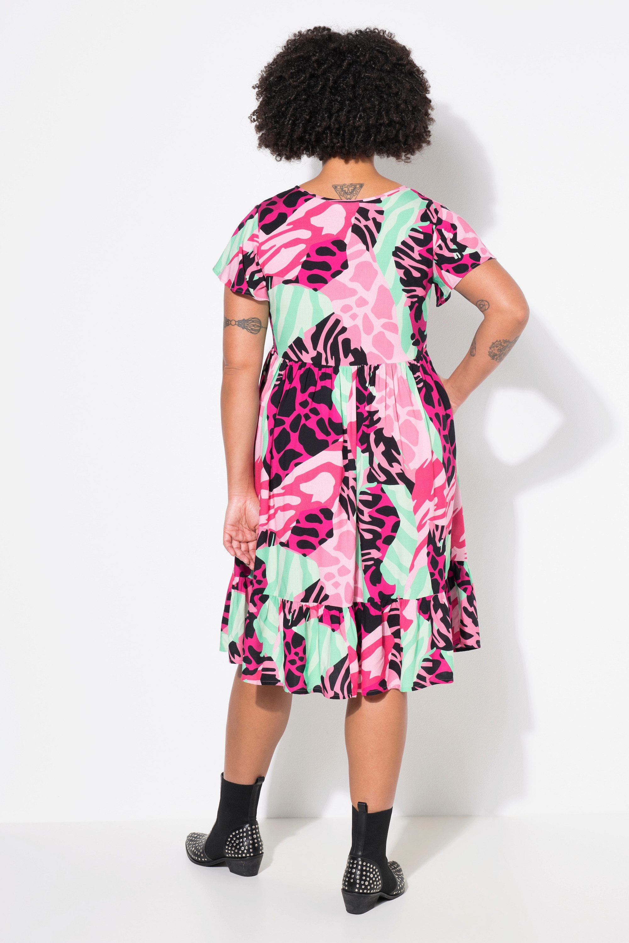 Angel of Style Jerseykleid Kleid A-Linie leuchtender Animal-Patchprint