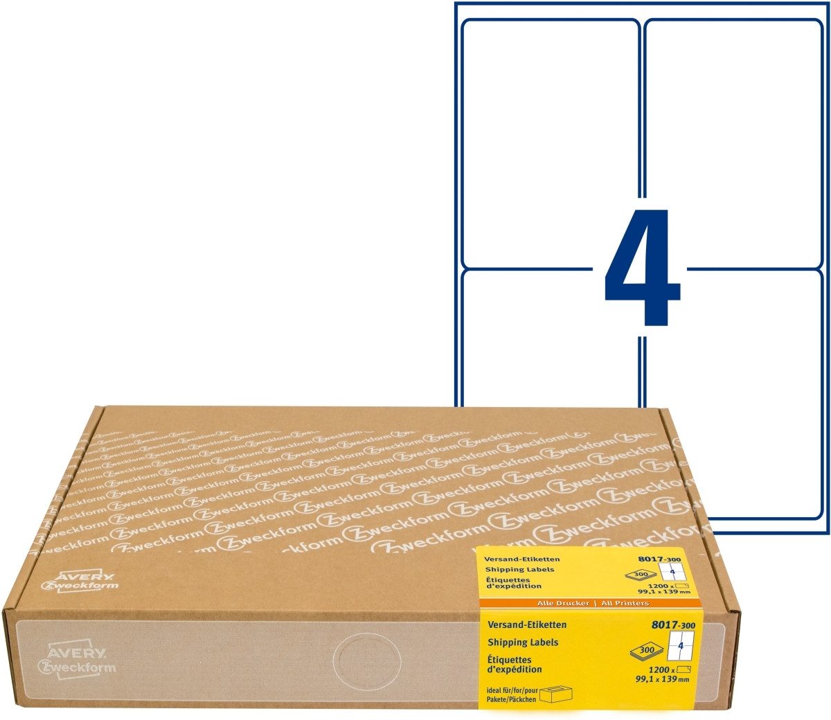 Avery Zweckform Etiketten Versandetiketten 99,1x139mm weiß VE=1200 Stück