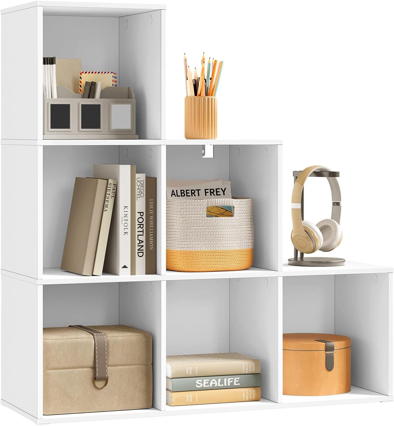 Woltu Bücherregal, 1-tlg., Würfelregal Schrank mit 6 Fächern, 90,5x90,5x30 günstig online kaufen