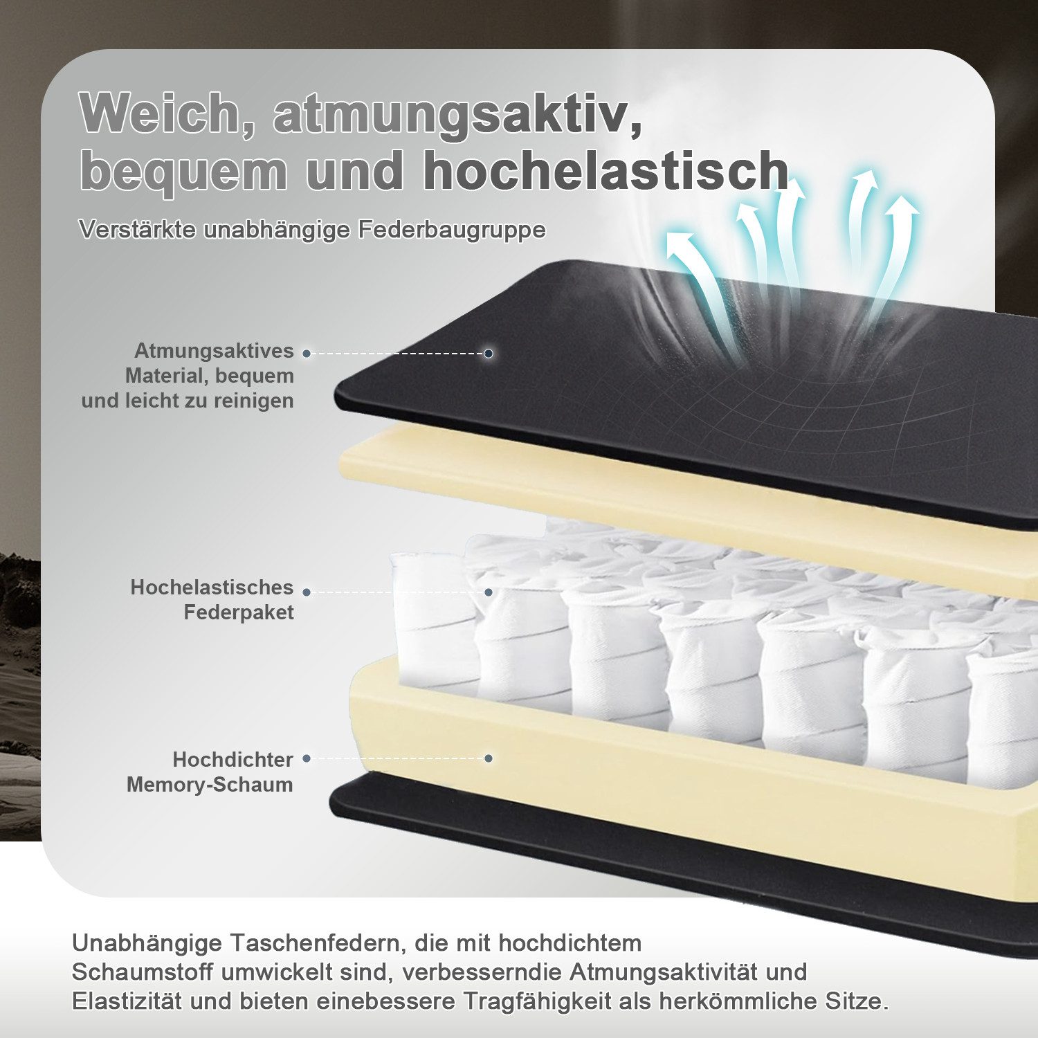 HOMALL Gaming-Stuhl Massage-Bürostuhl aus Stoff mit Fußstütze und Kopfstütze (Katzenkrallen-abweisendes Gewebe, mit abnehmbarem Kopfkissen und Federkern-Sitzkissen, maximale Belastbarkeit 150 kg)