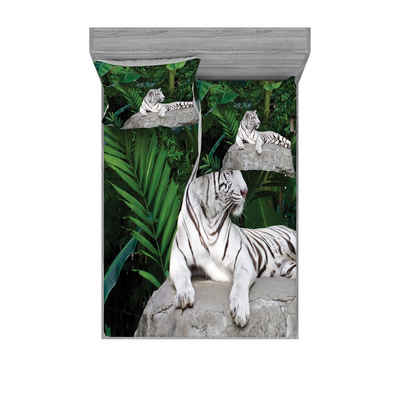 Bettwäsche bedrucktes 3-teiliges Bettwäscheset, Abakuhaus, Microfaser, Safari White Tiger in Dschungel