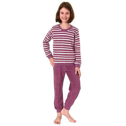 Normann Pyjama Mädchen Frottee Schlafanzug langarm mit Bündchen - 291 13 572