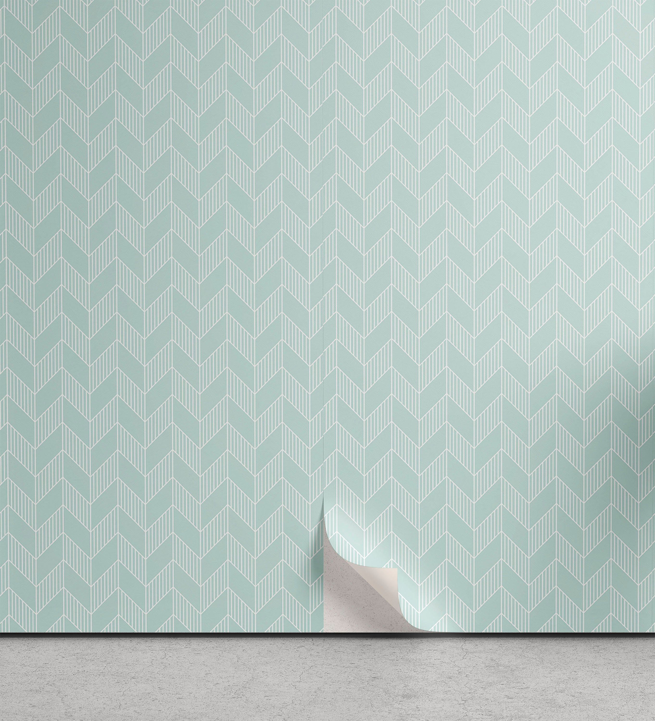 Abakuhaus Vinyltapete Zigzags Küchenakzent, selbstklebendes Monochrome Pastell Wohnzimmer Geometrisch