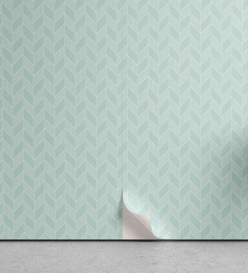 Abakuhaus Vinyltapete selbstklebendes Wohnzimmer Küchenakzent, Geometrisch Pastell Monochrome Zigzags