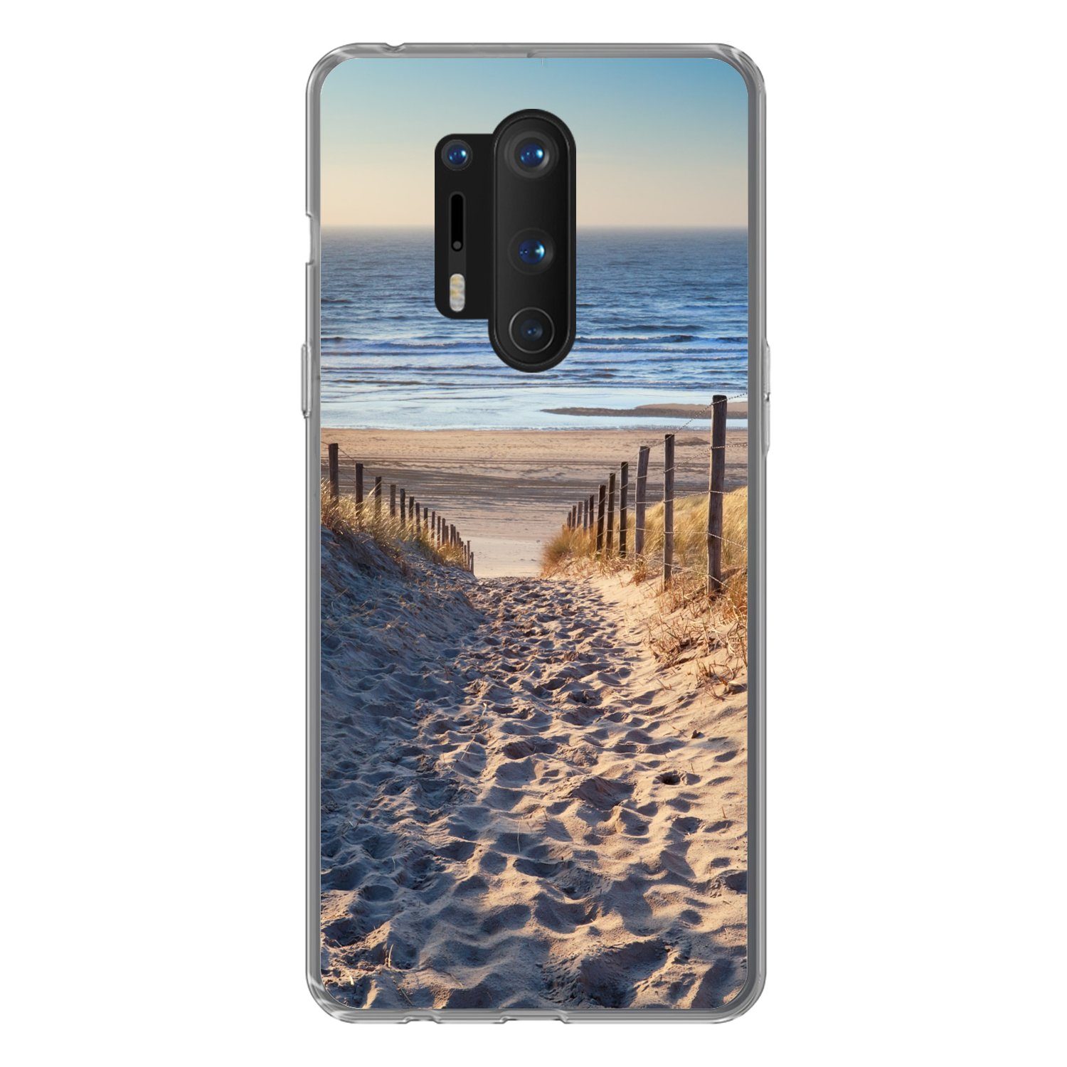 MuchoWow Handyhülle für OnePlus 8 Pro Strand - Meer - Niederlande - Dünen - Sonne, Phone Case, Silikon, Schutzhülle Dünn