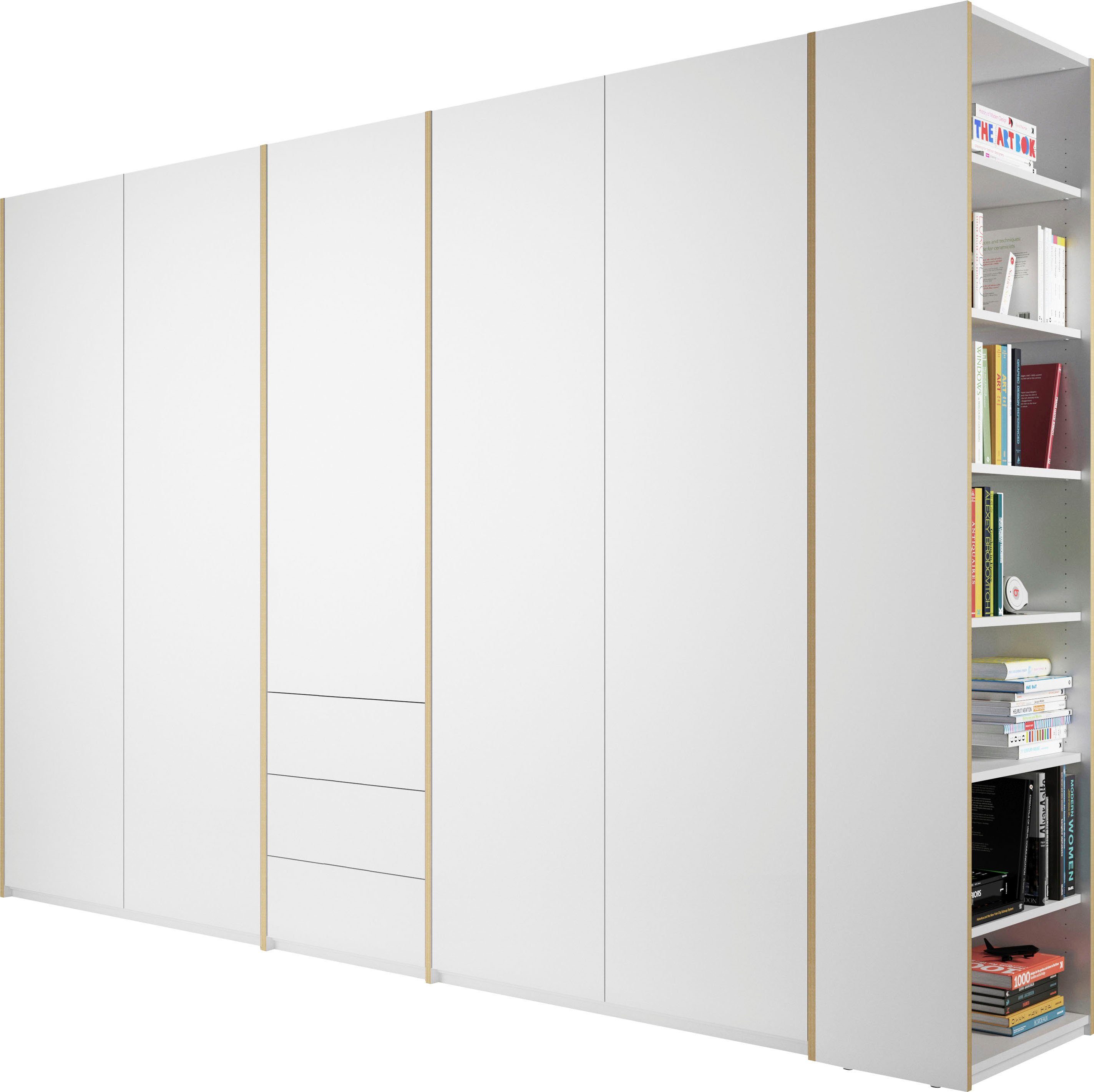 Variante SMALL oder Modular Anbauregal Drehtürenschrank weiß/birke LIVING Mittelelement, links 9 weiß/birke drei rechts Plus Müller im | Schubladen