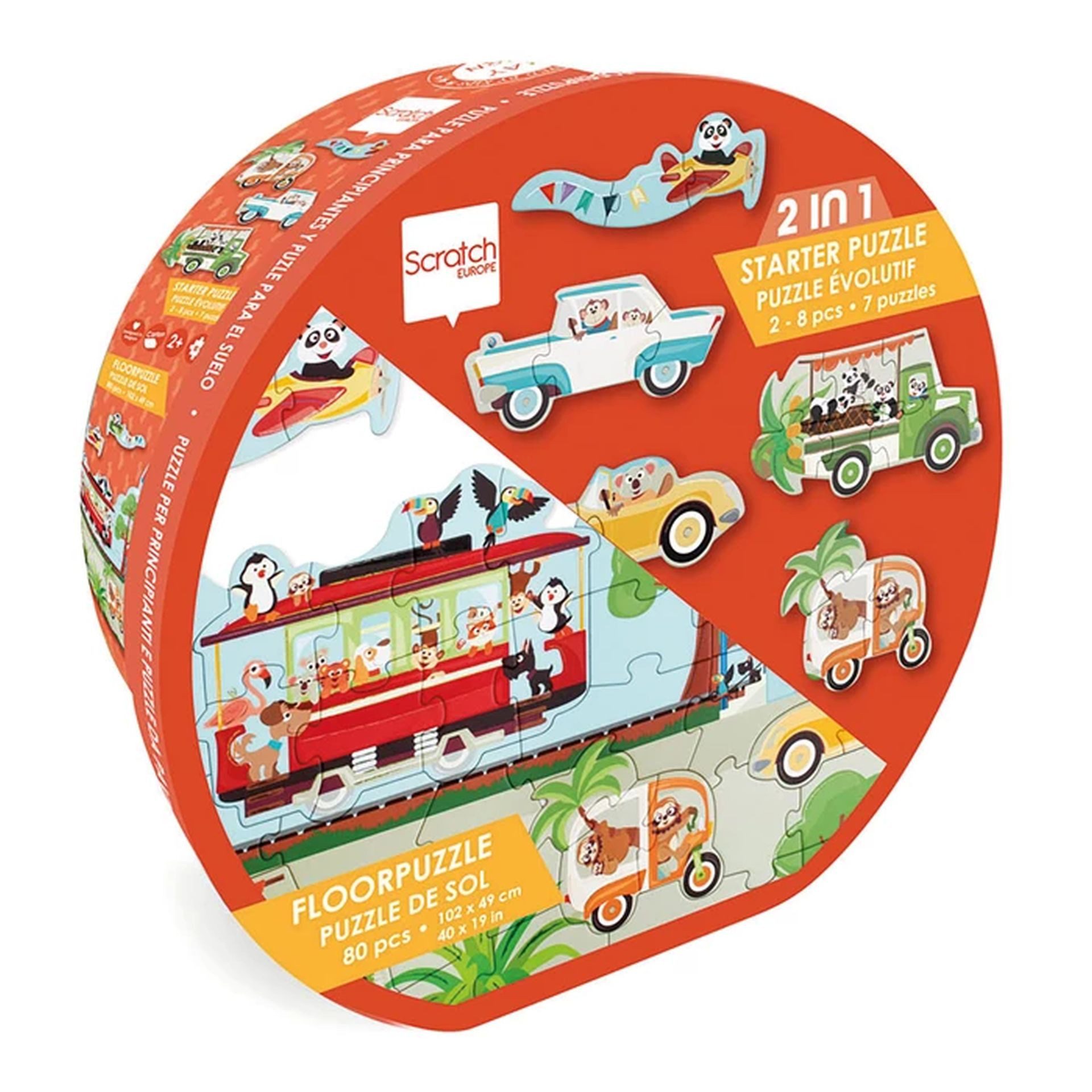 SCRATCH Puzzle 2in1 Bodenpuzzle Unterwegs, Puzzleteile