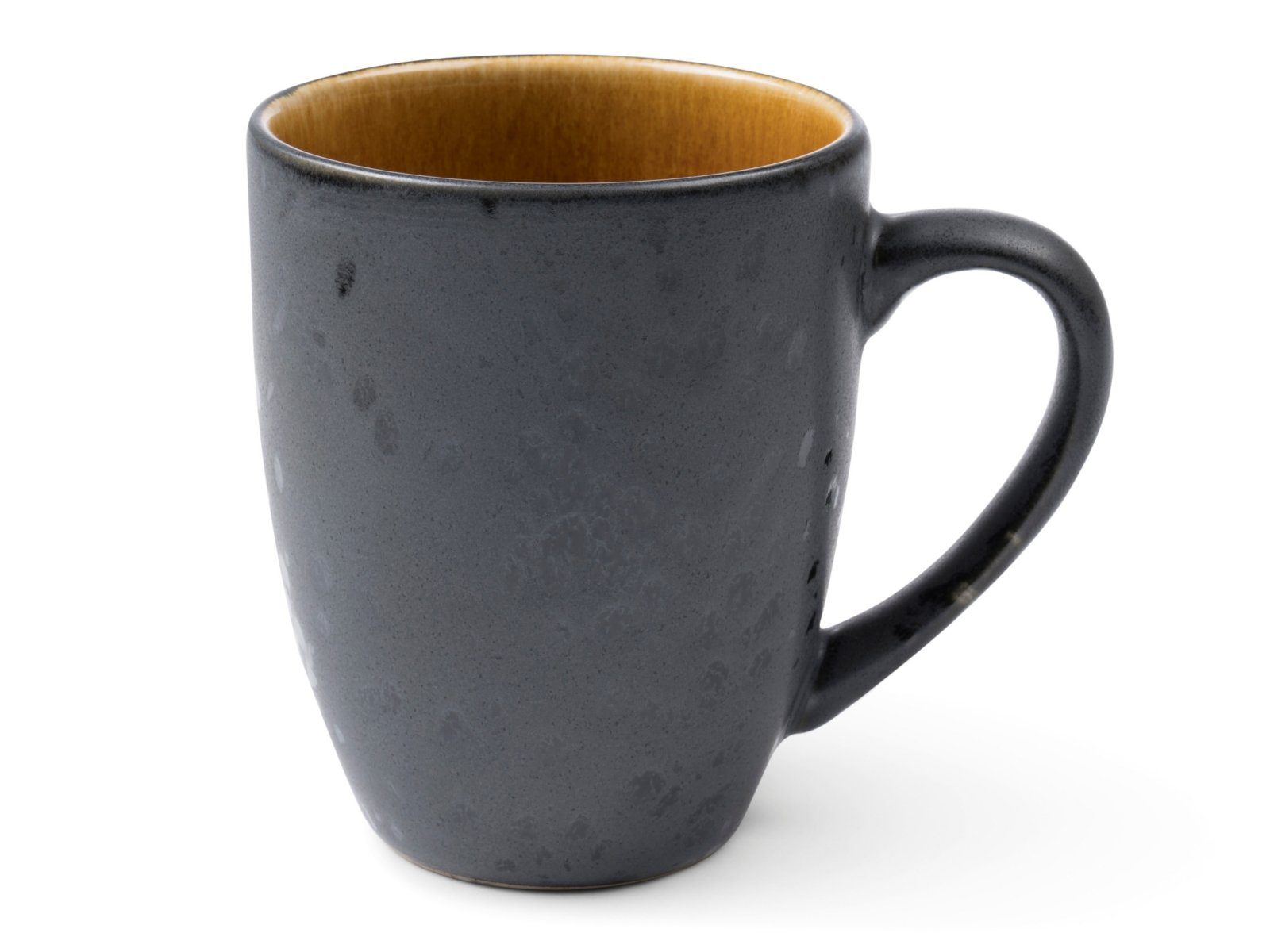 Bitz Becher Becher mit Henkel matt black / shiny amber 0,3 l, Steinzeug, Becher 30 cl Steinzeug Schwarz/Amber