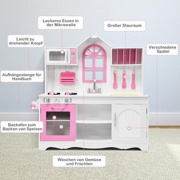 KOMFOTTEU Spielküche, für Kinder ab 3 Jahren, weiß+rosa
