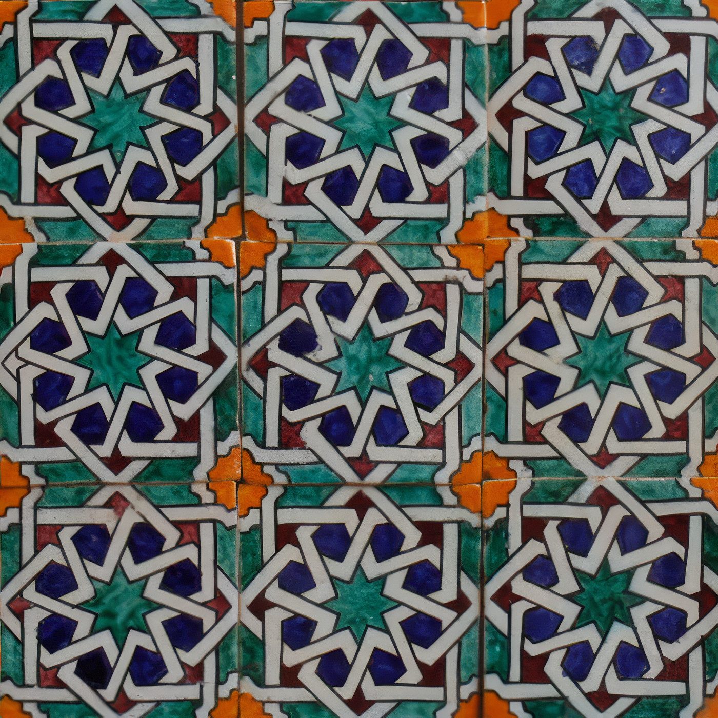 Casa Moro Wandfliese Zierfliesen 10x10 cm Sternmuster – HANDMADE Fliesen Dekor, Keramik 10x10, Mehrfarbig, 4er-Set, Handgefertigt, Handbemalt - Kunsthandwerk aus Marokko