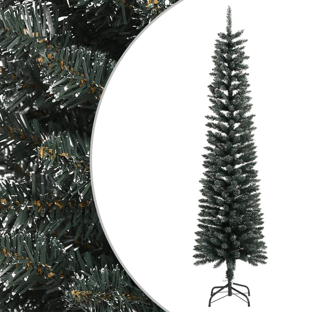 furnicato Künstlicher Weihnachtsbaum mit Ständer Schlank Grün 210 cm PVC