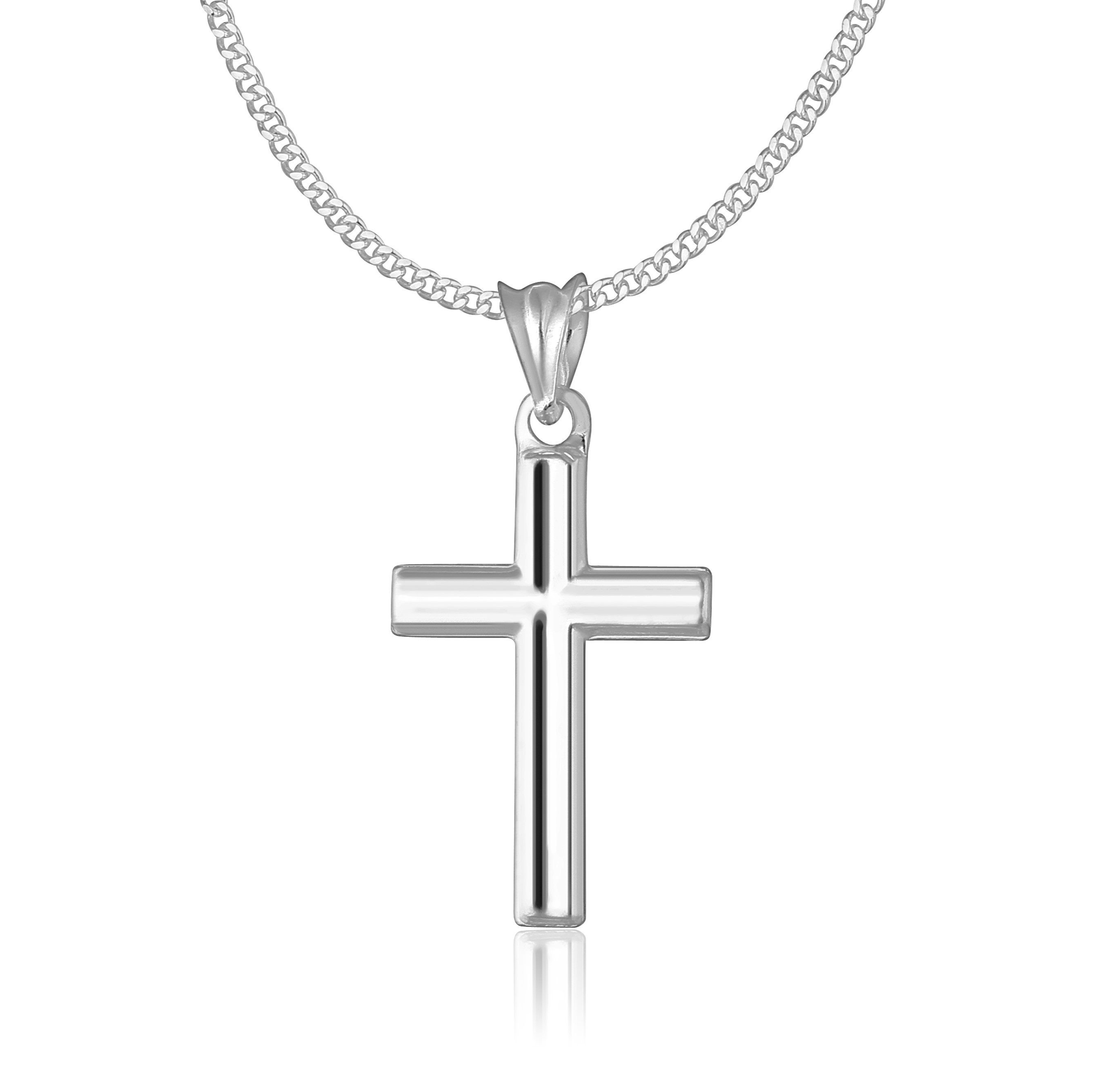 Kette mit Anhänger Kreuz Silber Panzerkette Silberkette Kreuz Kette