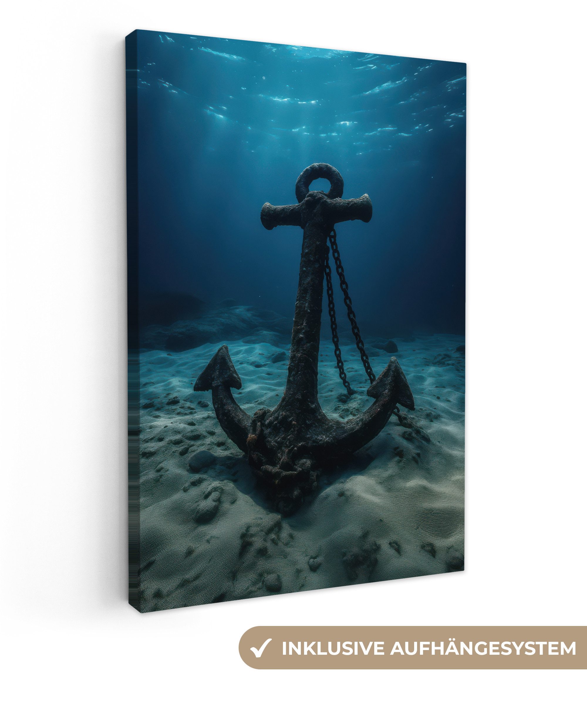 OneMillionCanvasses® Leinwandbild Anker - Eisen - Meeresboden - Sand, Fotod günstig online kaufen
