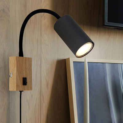 etc-shop Wandleuchte, Leuchtmittel nicht inklusive, Wand- Leselampe für Schlafzimmer Leselampe Holzoptik
