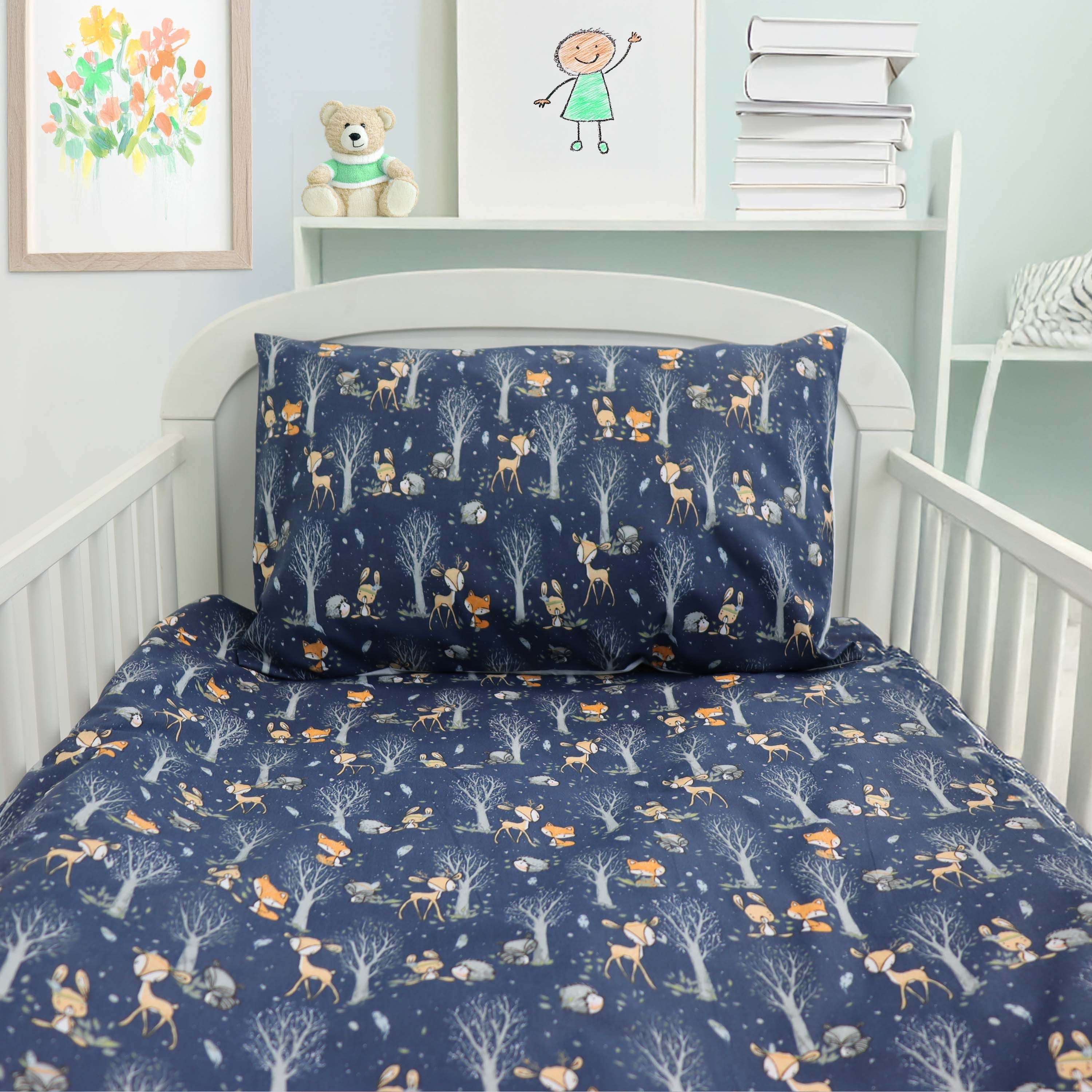 Amilian Kinderbettwäsche 100x135 - Bettwäsche Kinder - Kopfkissenbezug 40x60 cm Babybettwäsche, 2 teilig, 100% Baumwolle, für Mädchen und Jungen – Bild 5 von 5