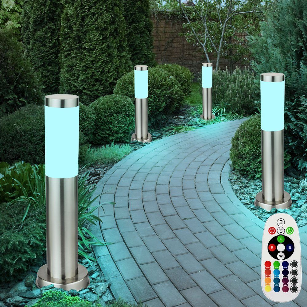 etc-shop LED Außen-Stehlampe, Leuchtmittel LED inklusive, Warmweiß, 4x Beleuchtung RGB Steh Lampen Farbwechsel, Garten Außen