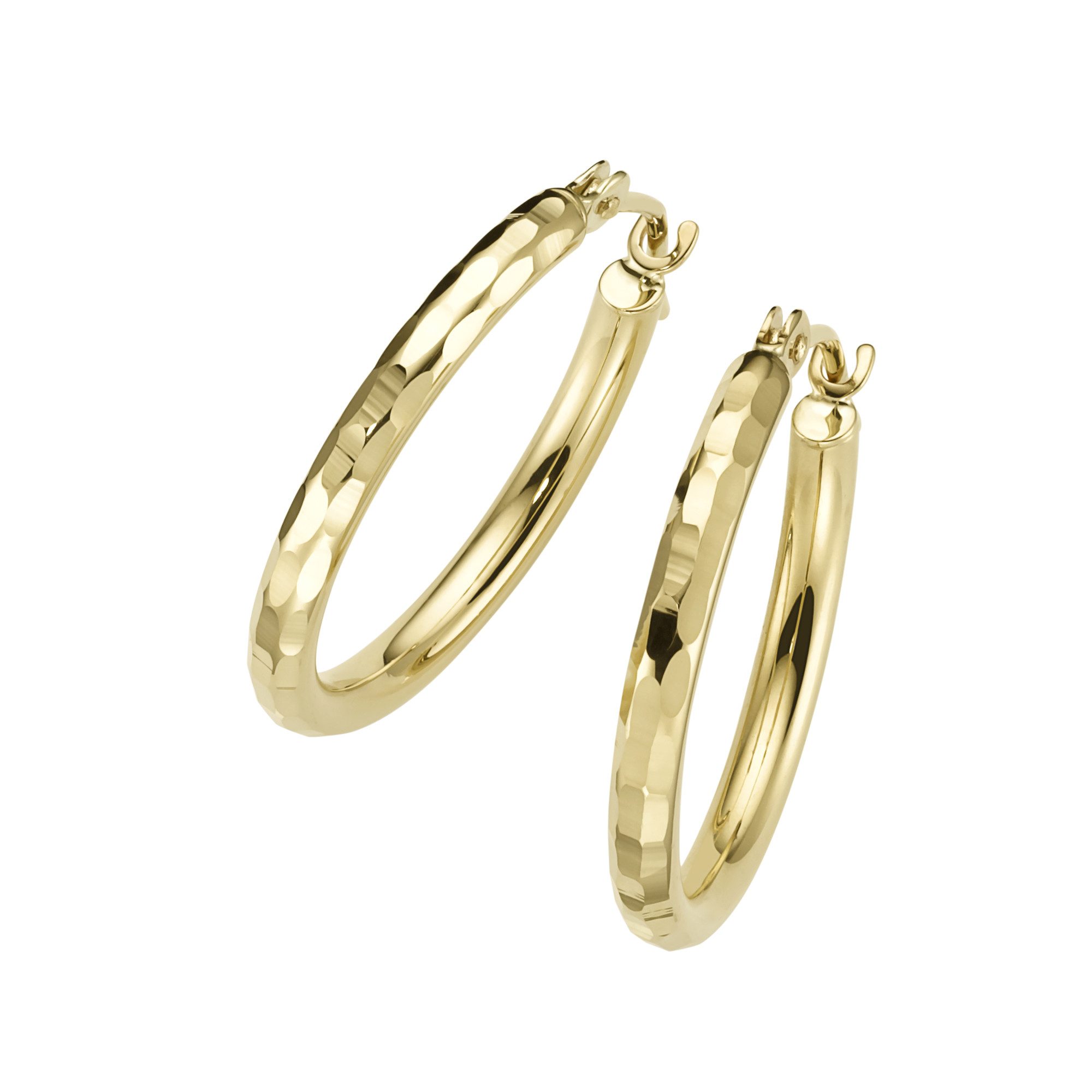 Luigi Merano Paar Creolen teilweise strukturiert, glänzend, Gold 585 günstig online kaufen