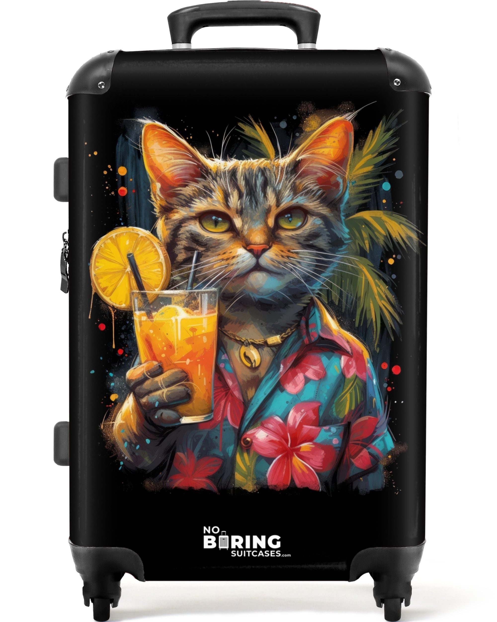 NoBoringSuitcases.com© Hartschalen-Trolley Katze im tropischen Streetart-St günstig online kaufen