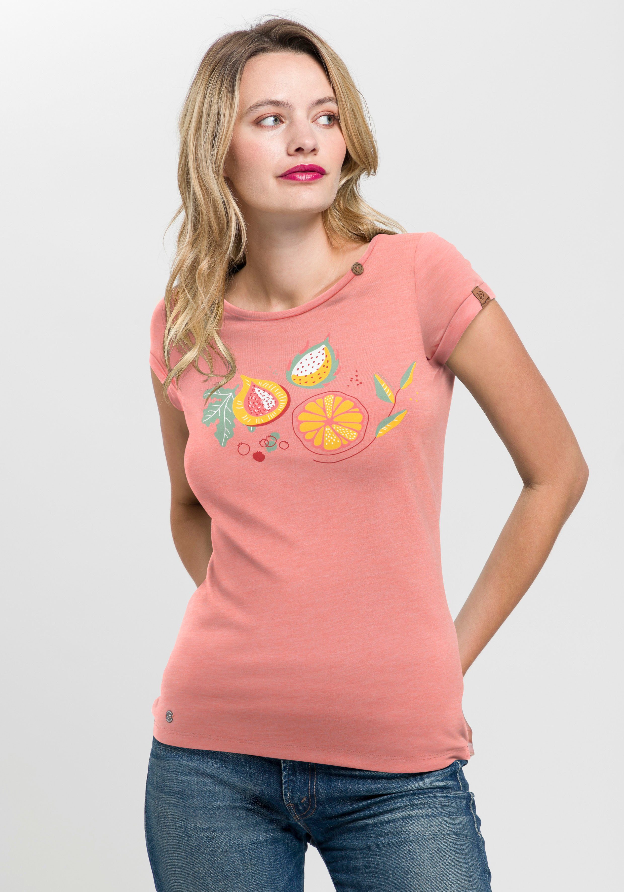 Front-Print Ragwear mit coral 4005 PRINT T-Shirt MINT