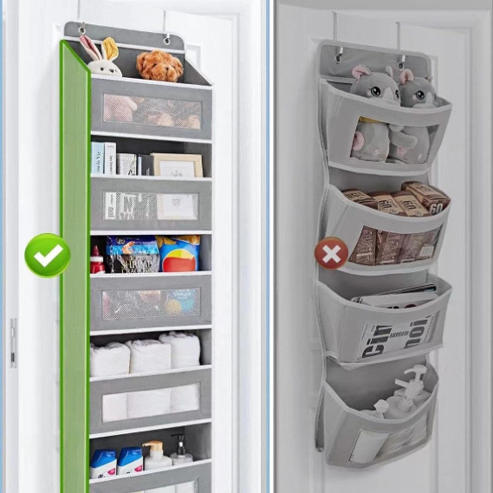 Bextsrack Hängeregal Hängeaufbewahrung Organizer mit 5 Netztaschen,Taschen Organizer, fur Schlafzimmer, Buro, mit 5 Fächern Klarem Fenstertür Aufbewahrung Türhänger 2 Metallhaken