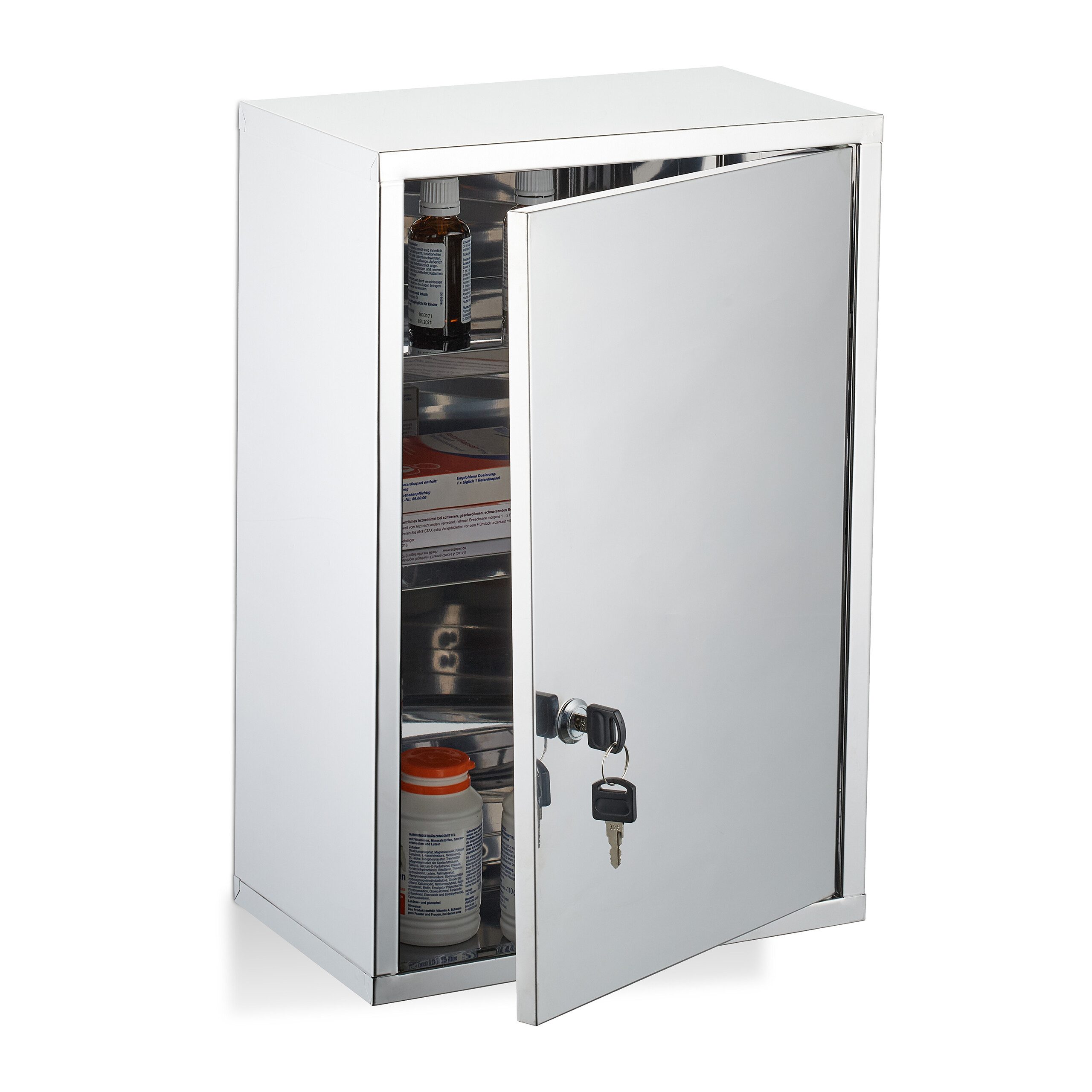 relaxdays Medizinschrank glänzender Edelstahl günstig online kaufen