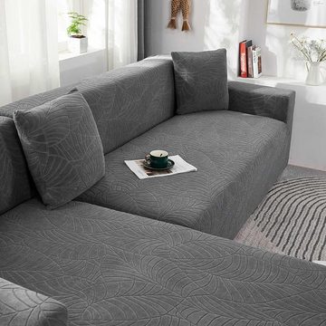 Sofahusse Sofa Überzu 3 Sitzer Stretch Sofa Cover dunkelgrau, FELIXLEO