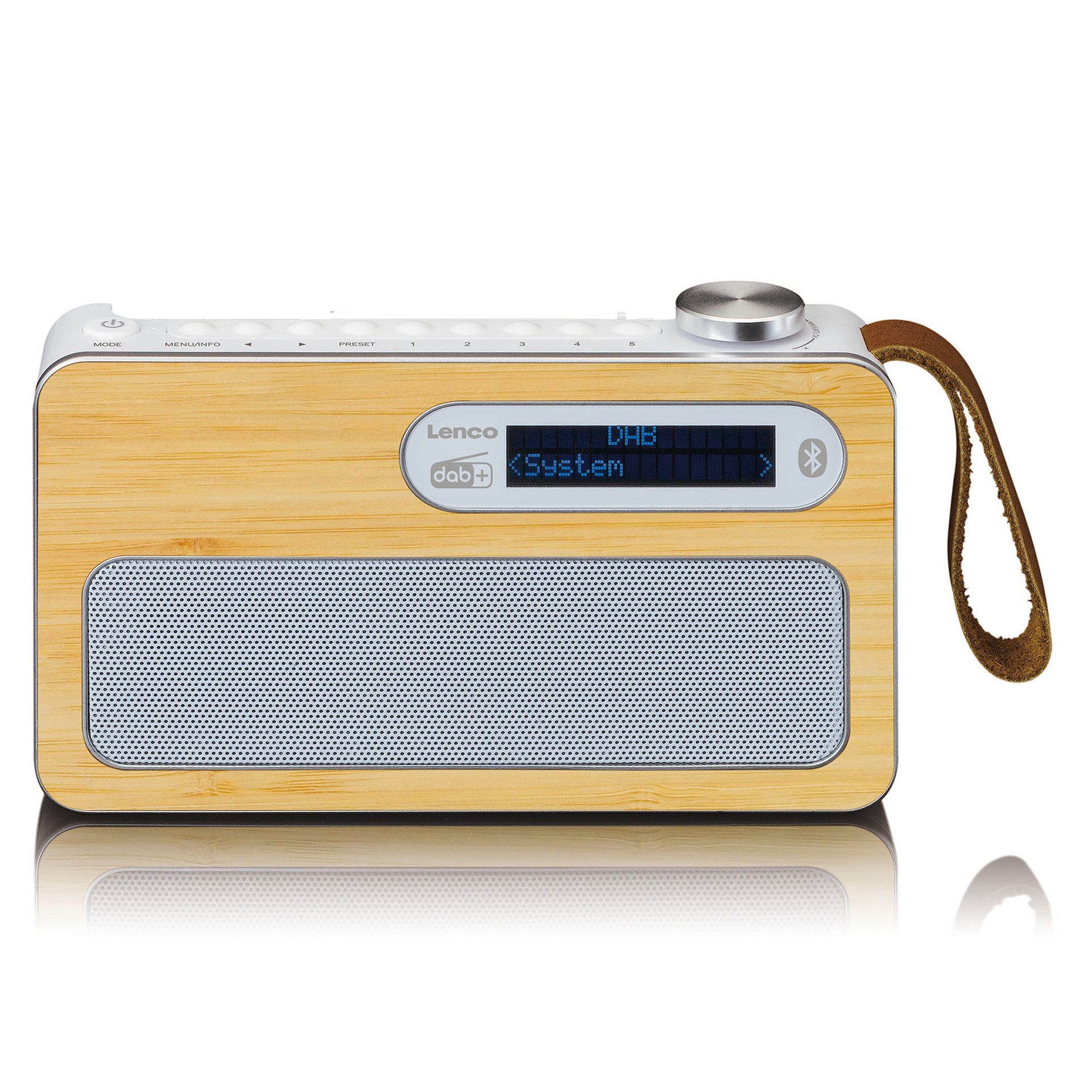 Lenco Tragbares (DAB) BT (Digitalradio (DAB) Digitalradio DAB+/ Radio mit FM Bambus-Weiß