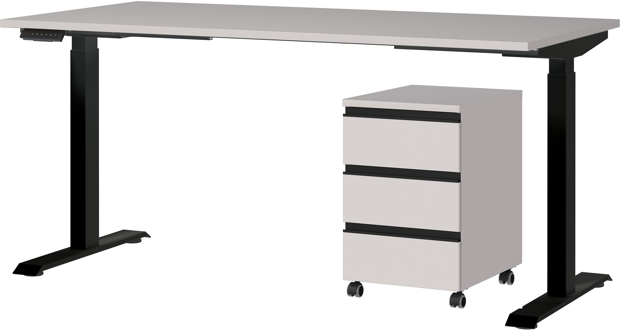 GERMANIA Büromöbel-Set Lemont, (2-tlg), Set bestehend aus höhenverstellbarem Schreibtisch und Rollcontainer