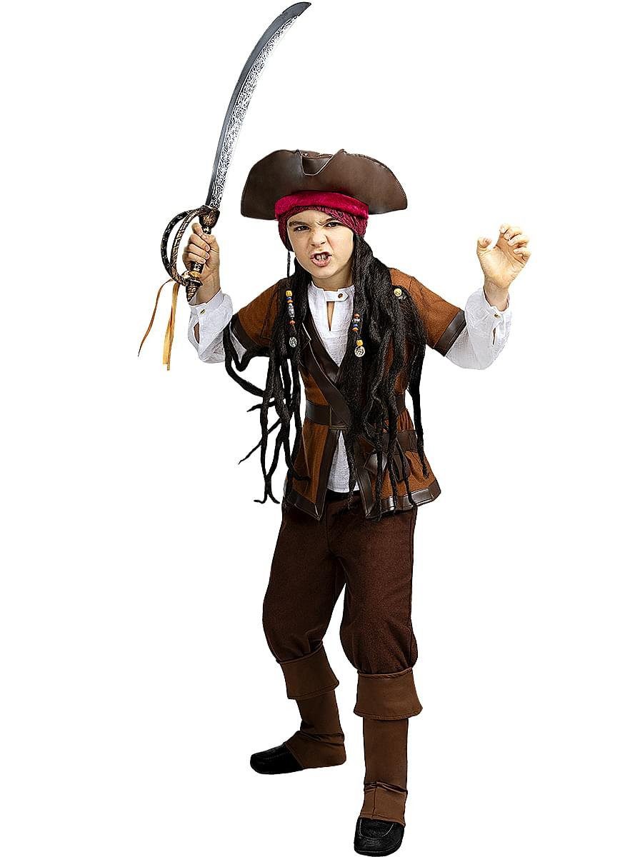 Funidelia Piraten-Kostüm Karibikpirat - Karneval Faschingskostüm Kinder, Captain Jack-Kostüm - inspiriert von den Filmen