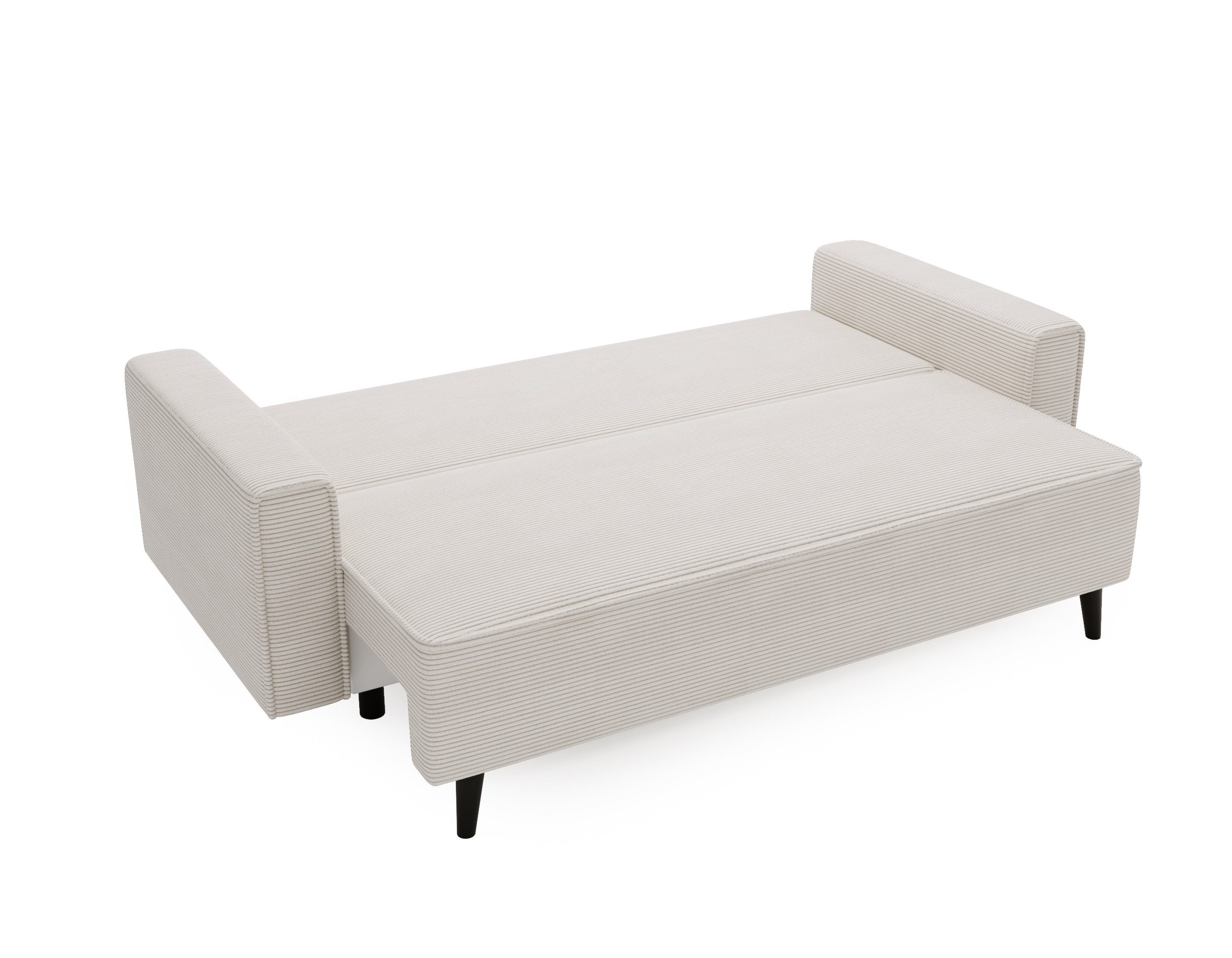 Goldstoff Schlafsofa Cordstoff - LUX 225 cm - Sofa mit schlaffunktion und Bettkasten
