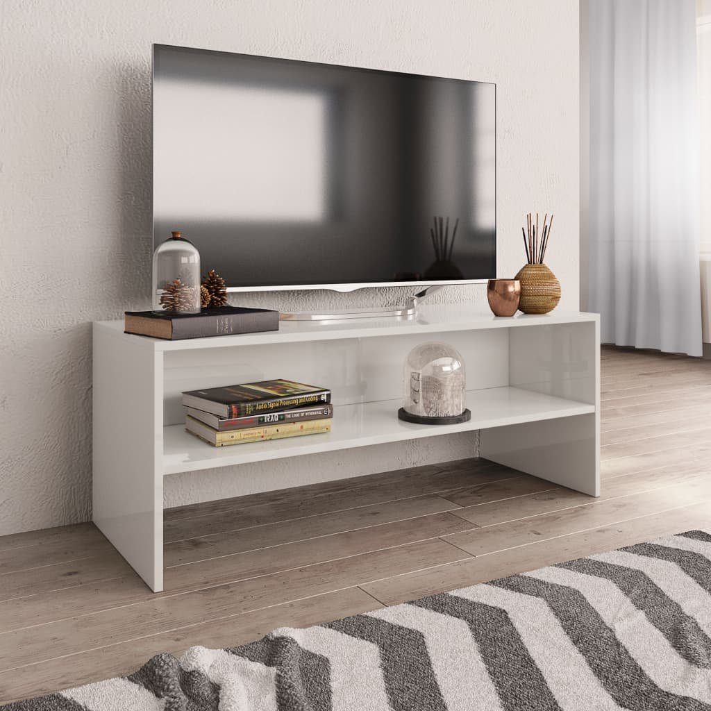 vidaXL TV-Schrank TV-Schrank Hochglanz-Weiß 100x40x40 cm Holzwerkstoff (1-St)