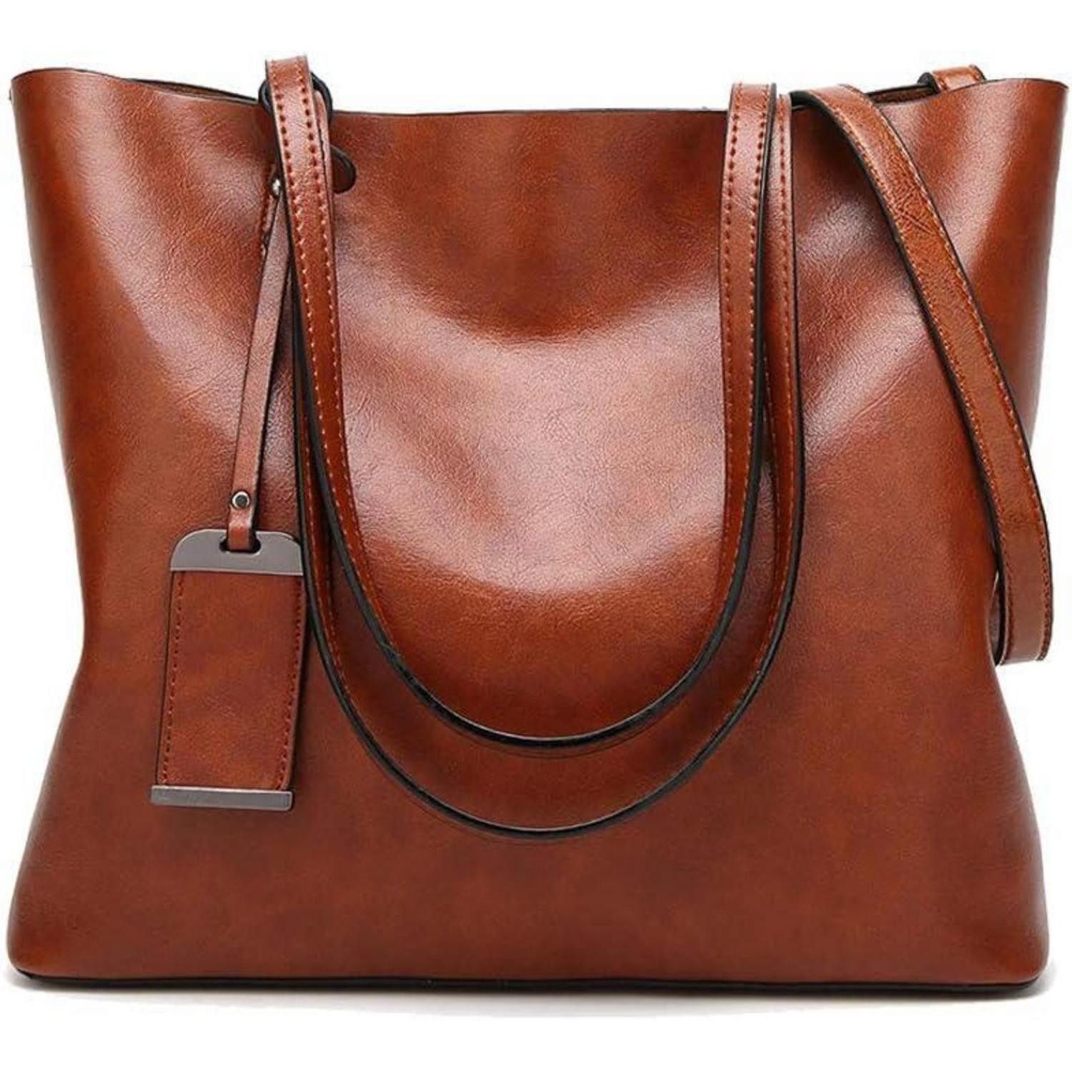 Handtasche Damen Tote Handtasche aus PU-Leder mit Schulterriemen, vertikal