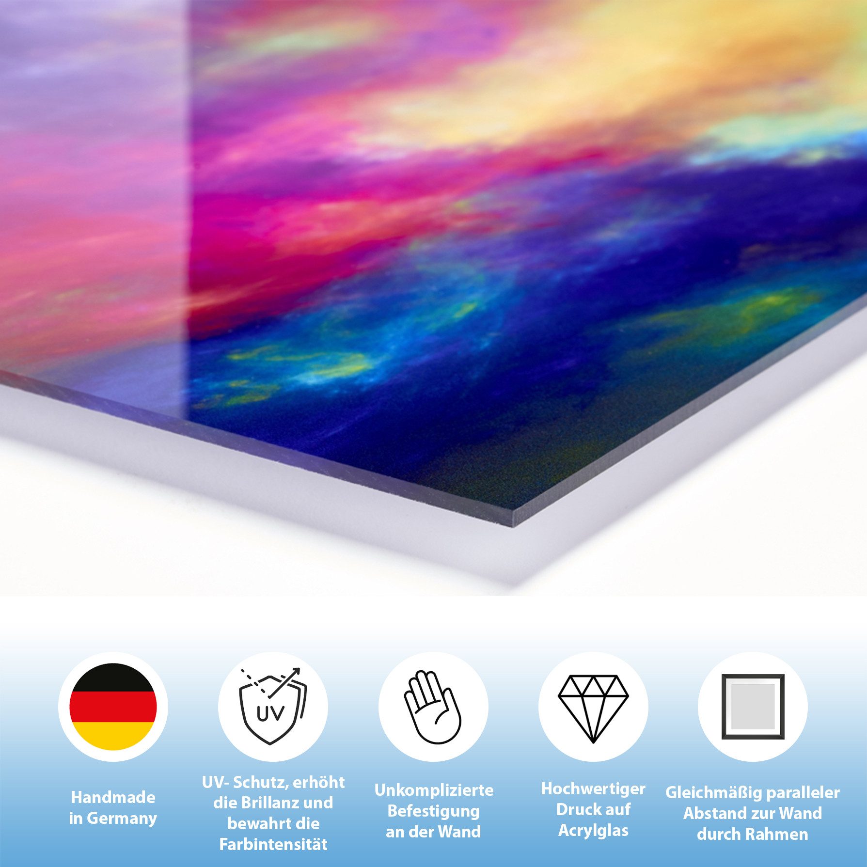 queence Acrylglasbild Wandbild, Goldbild, Bild Abstrakte Kunst Kreise, Abstrakte, Fantasy, Kunst, Handveredelt mit Blattgold für eine edle und zeitlose Optik.