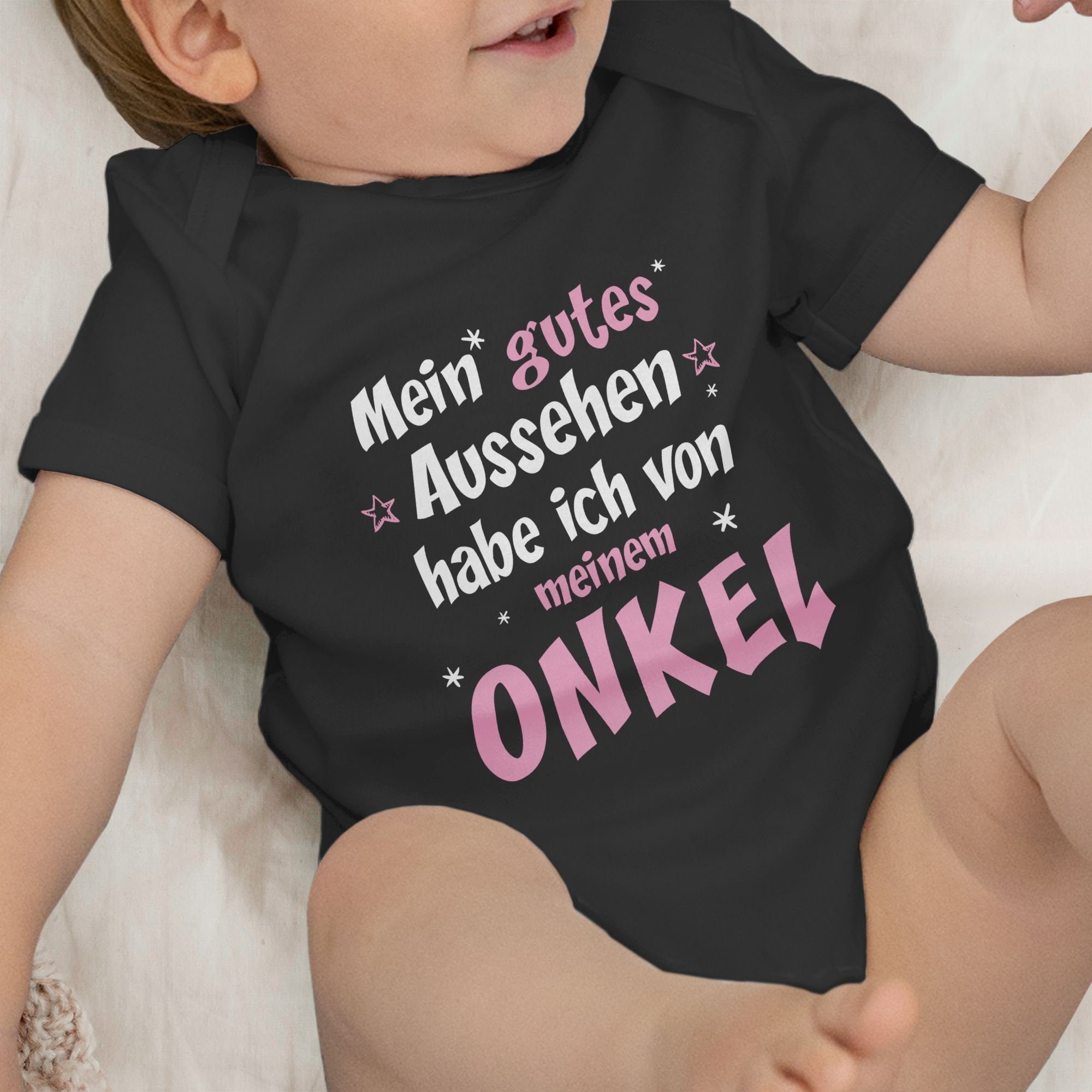 Shirtracer Shirtbody Mein gutes Sprüche 1 Baby Schwarz Onkel Mädchen Aussehen