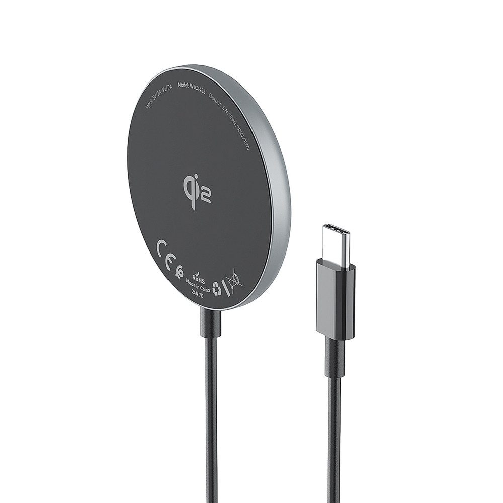 Wozinsky Ladepad Schnellladegerät Handyladestation Induktions-Ladegerät (Spar-Set, 1-tlg., Qi2, 15 W, FOD-Schutz, USB-C, Aluminium)