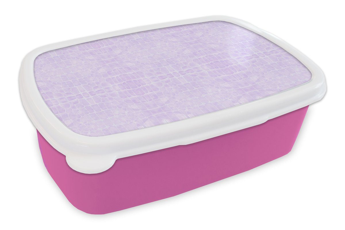 MuchoWow Lunchbox Leder - Textur Snackbox, für - Kinder, Tierhaut, Brotdose rosa Kunststoff Mädchen, Kunststoff, Erwachsene, Brotbox (2-tlg)