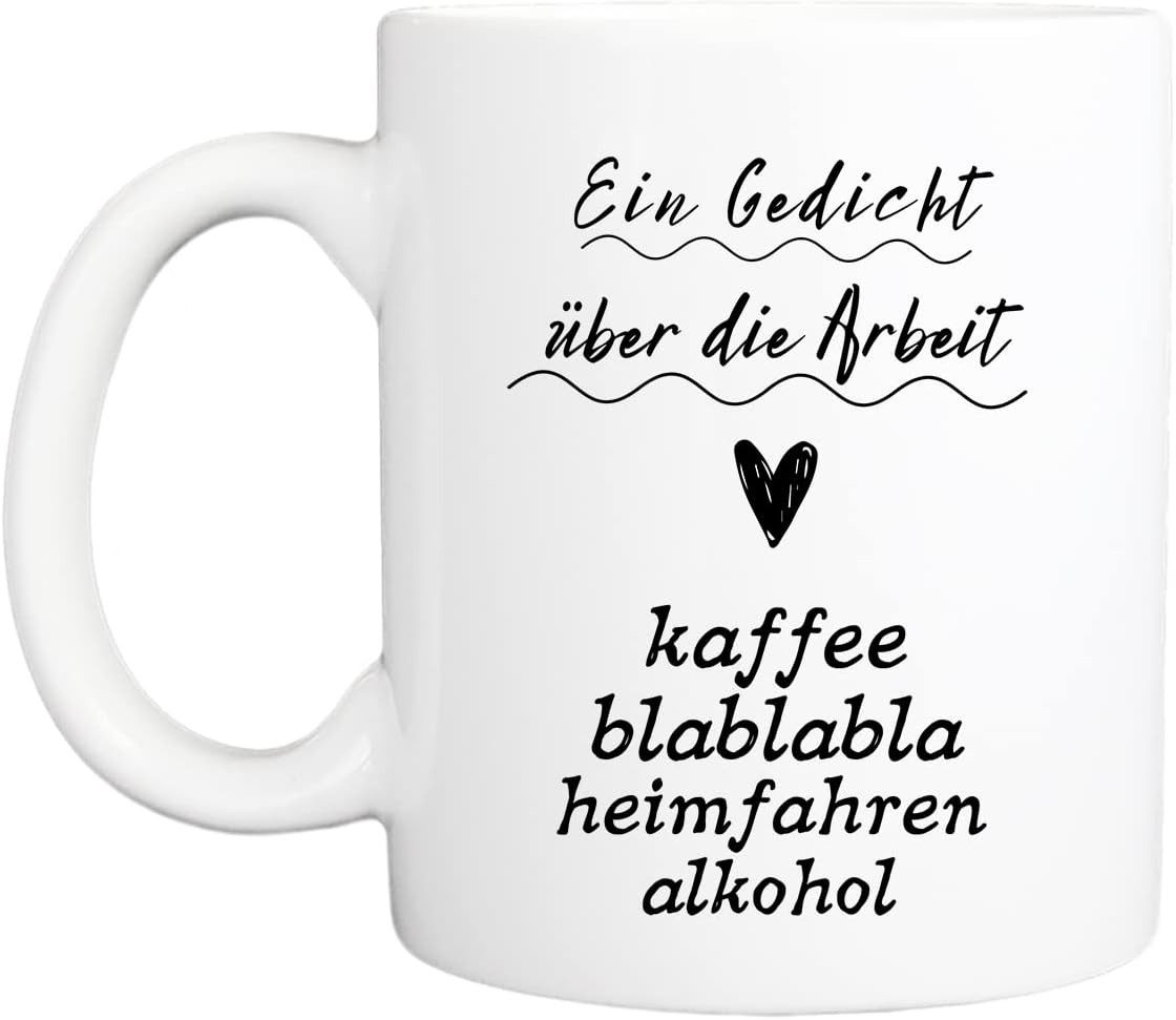Geschenkehöhle Tasse Lustige Spruchtasse Arbeit – Kaffeebecher Büro Geschenk für Kollegen, 330 ml Fassungsvermögen ideal für Kaffee, Tee oder andere Heißgetränke