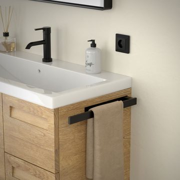 ML-DESIGN Handtuchhalter Badetuchhalter Handtuchstange Wandhalter selbstklebend für Handtücher, Schwarz Stahl 39cm ohne Bohren Wandmontage zum kleben für Bad & Küche