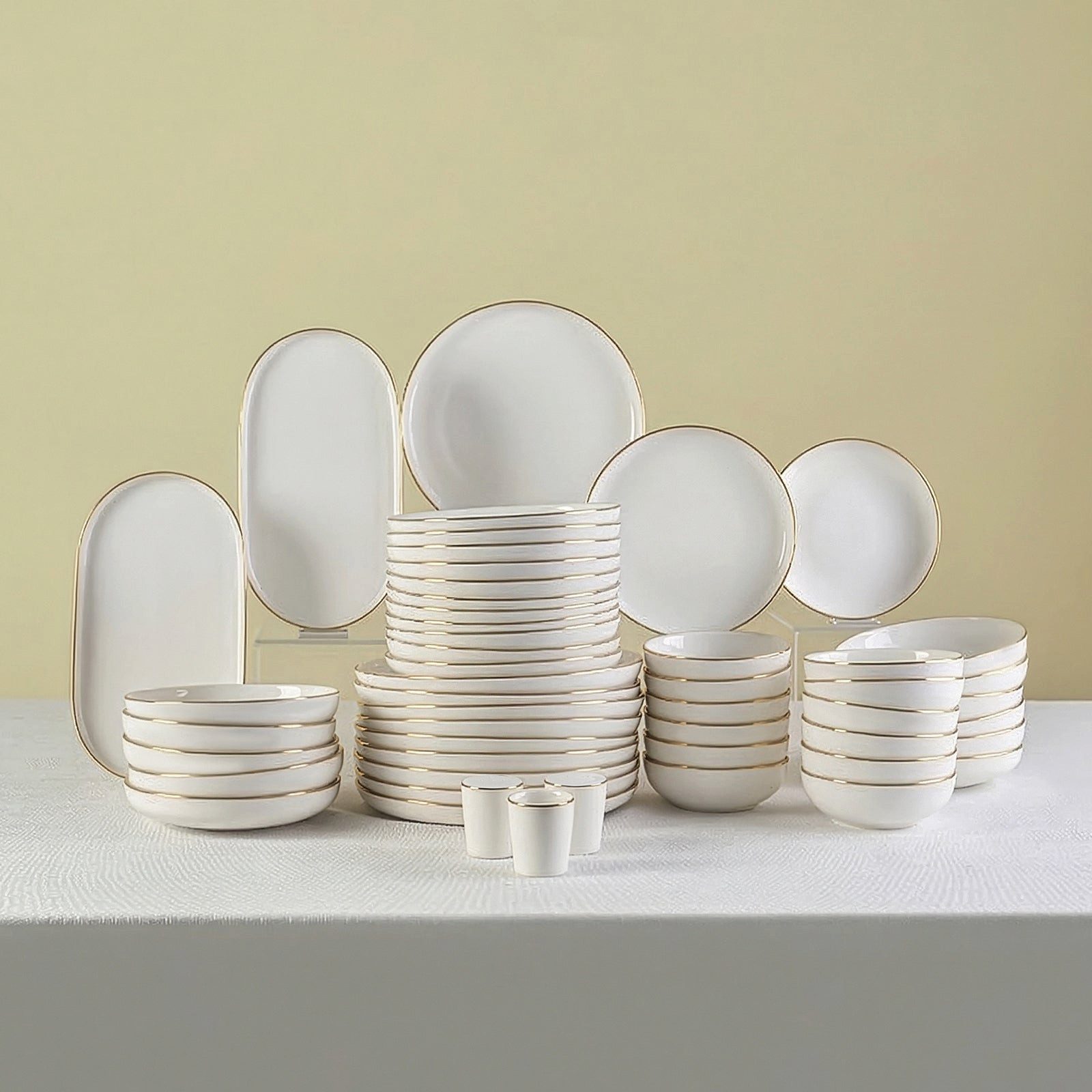 Karaca Geschirr-Set Geschirr-Set Stream Bone New Saturn, 12 Personen, Platin
