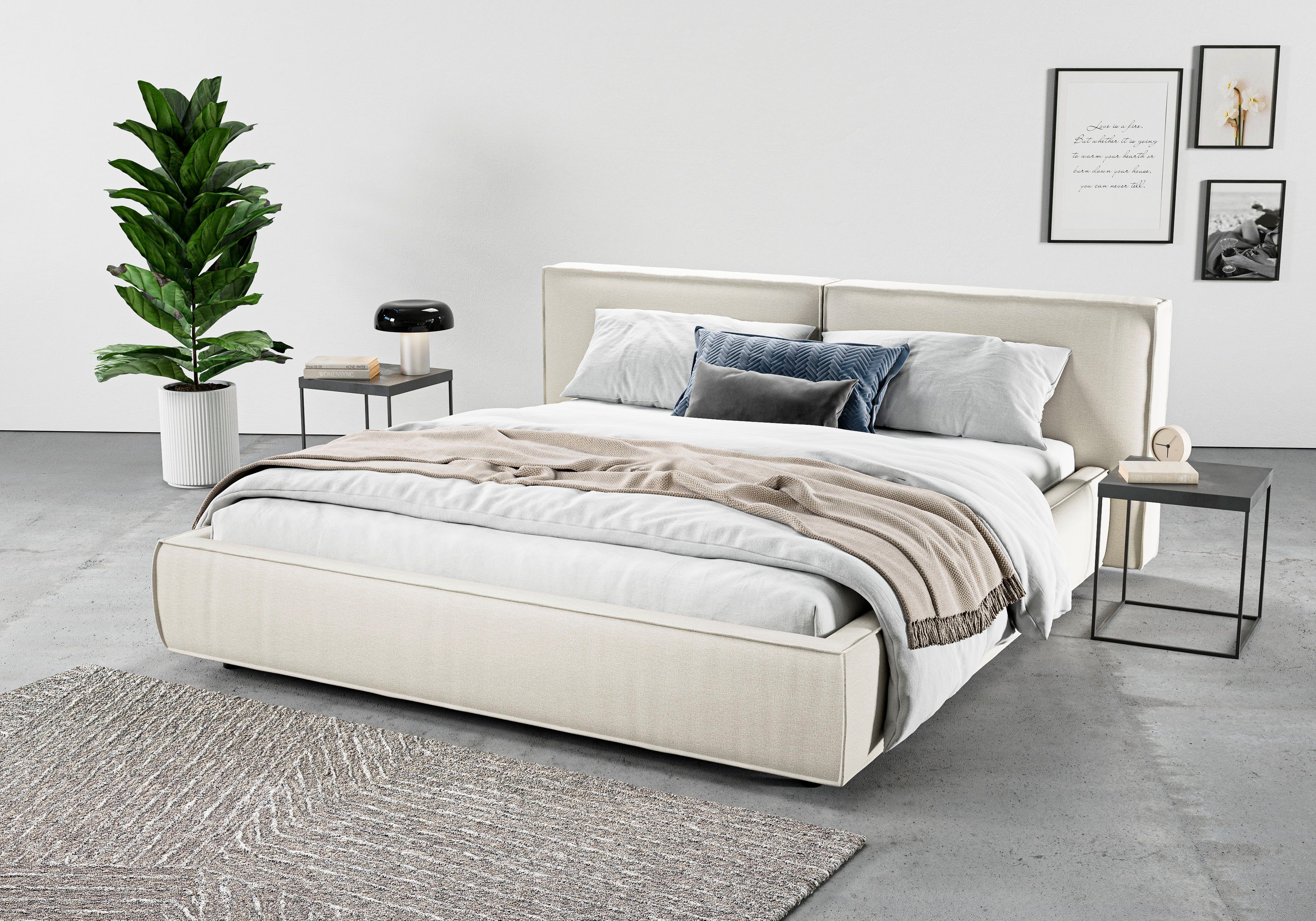 Home affaire Polsterbett Adrina mit Biesenoptik, Feincord und Luxus-Microfaser, bis 280kg, auch in Überlänge 220 cm, 4 Breiten bis 200cm – Bild 2 von 5