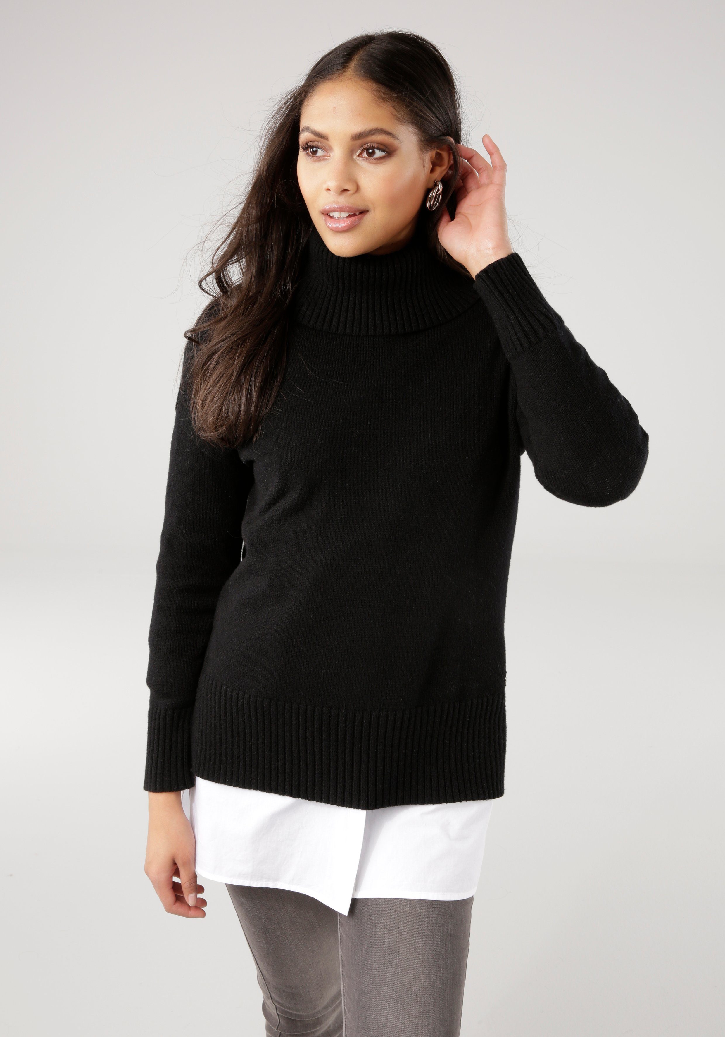 Tamaris Rollkragenpullover mit Rippdetails günstig online kaufen